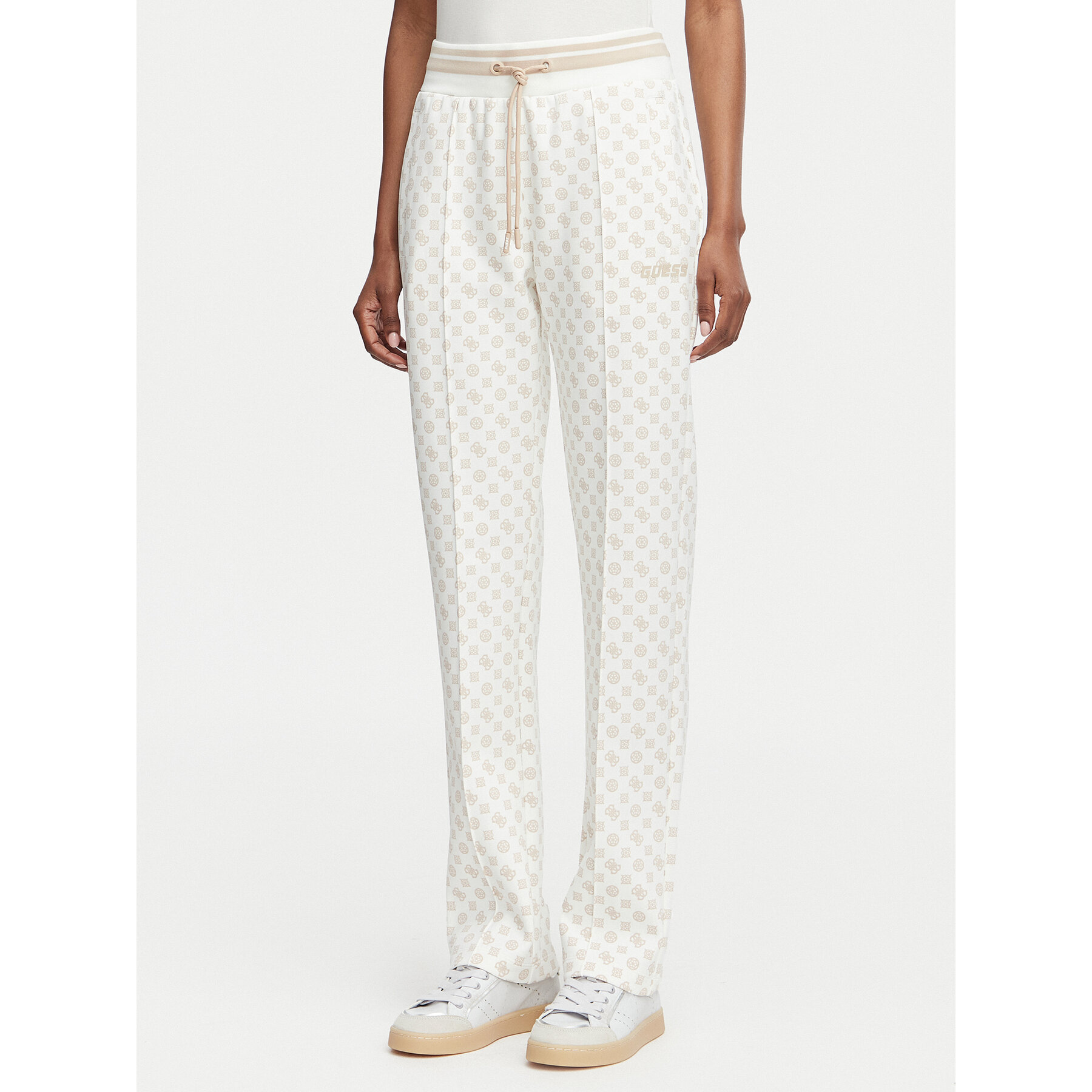 Guess Spodnie dresowe V5YB20 KB212 Kremowy Regular Fit