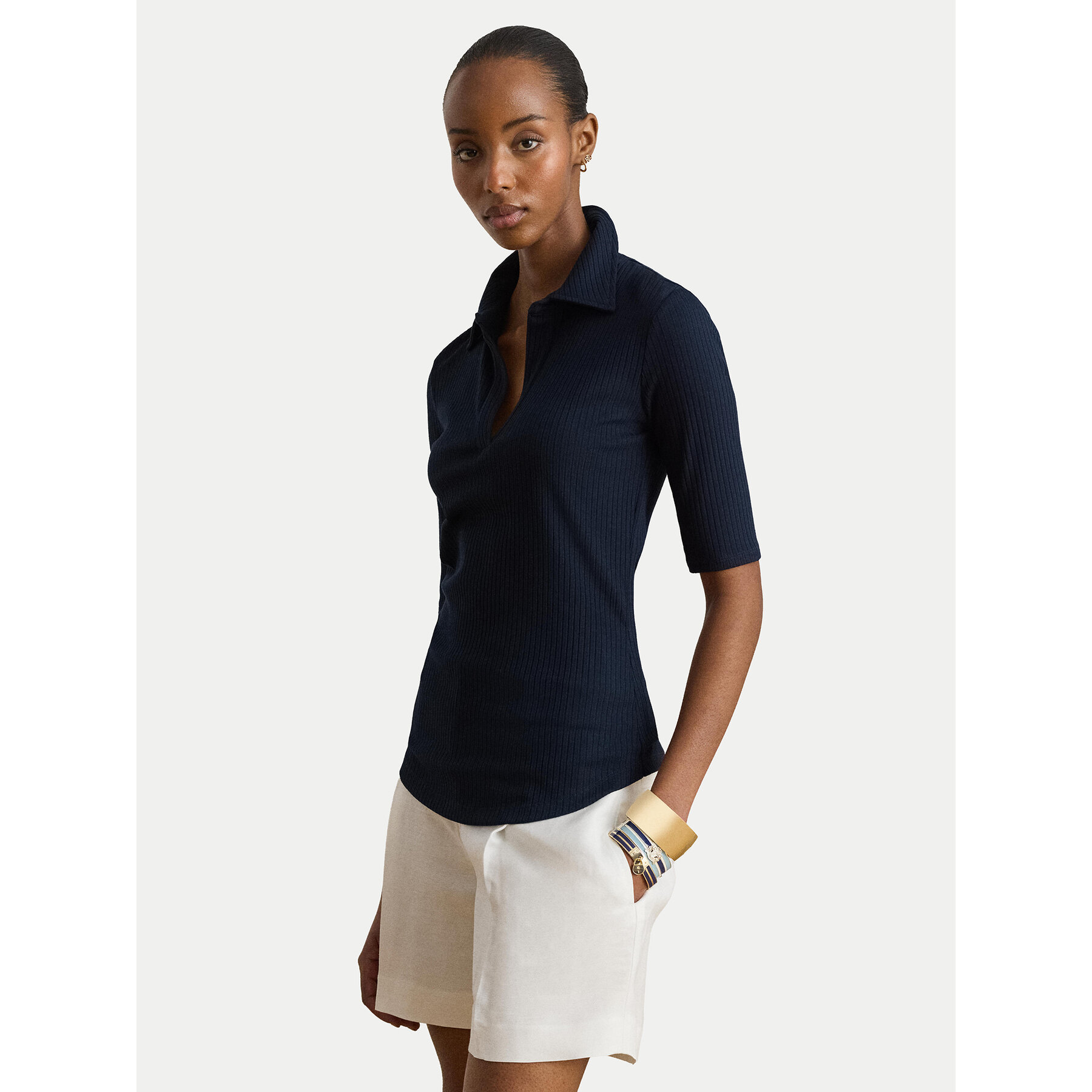 LAUREN RALPH LAUREN Polo 200P10120005 Granatowy Regular Fit