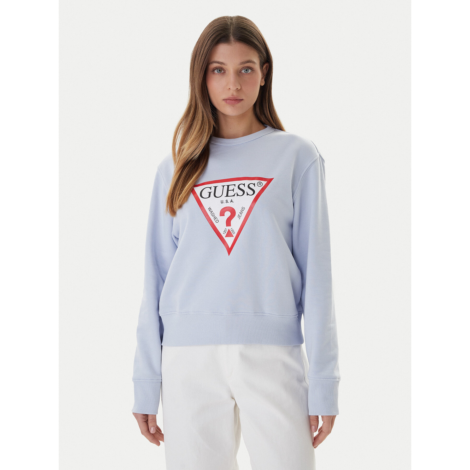 Guess Bluza W2YQ16 KBA11 Błękitny Regular Fit