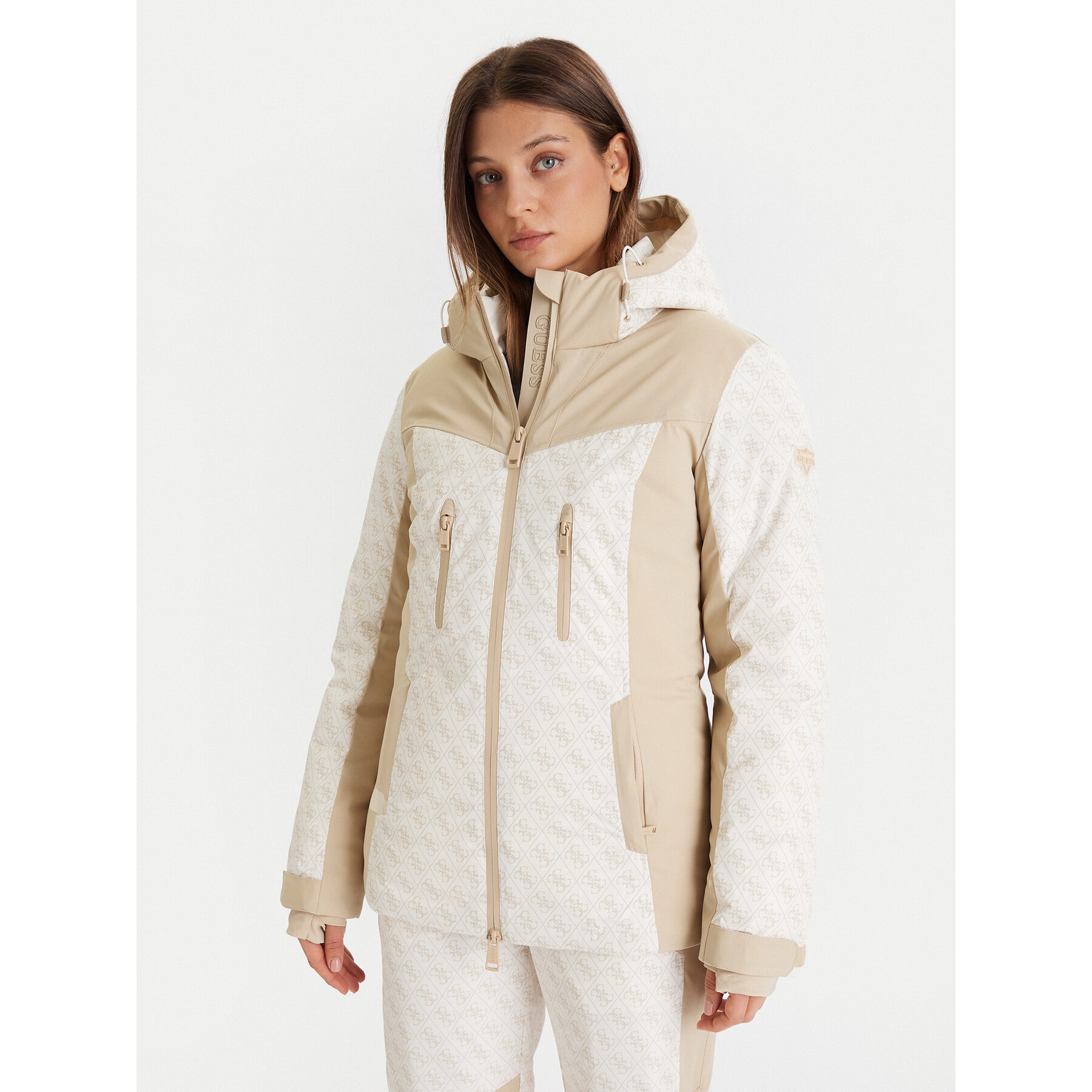 Guess Kurtka narciarska W5BL77 W3272 Beżowy Regular Fit