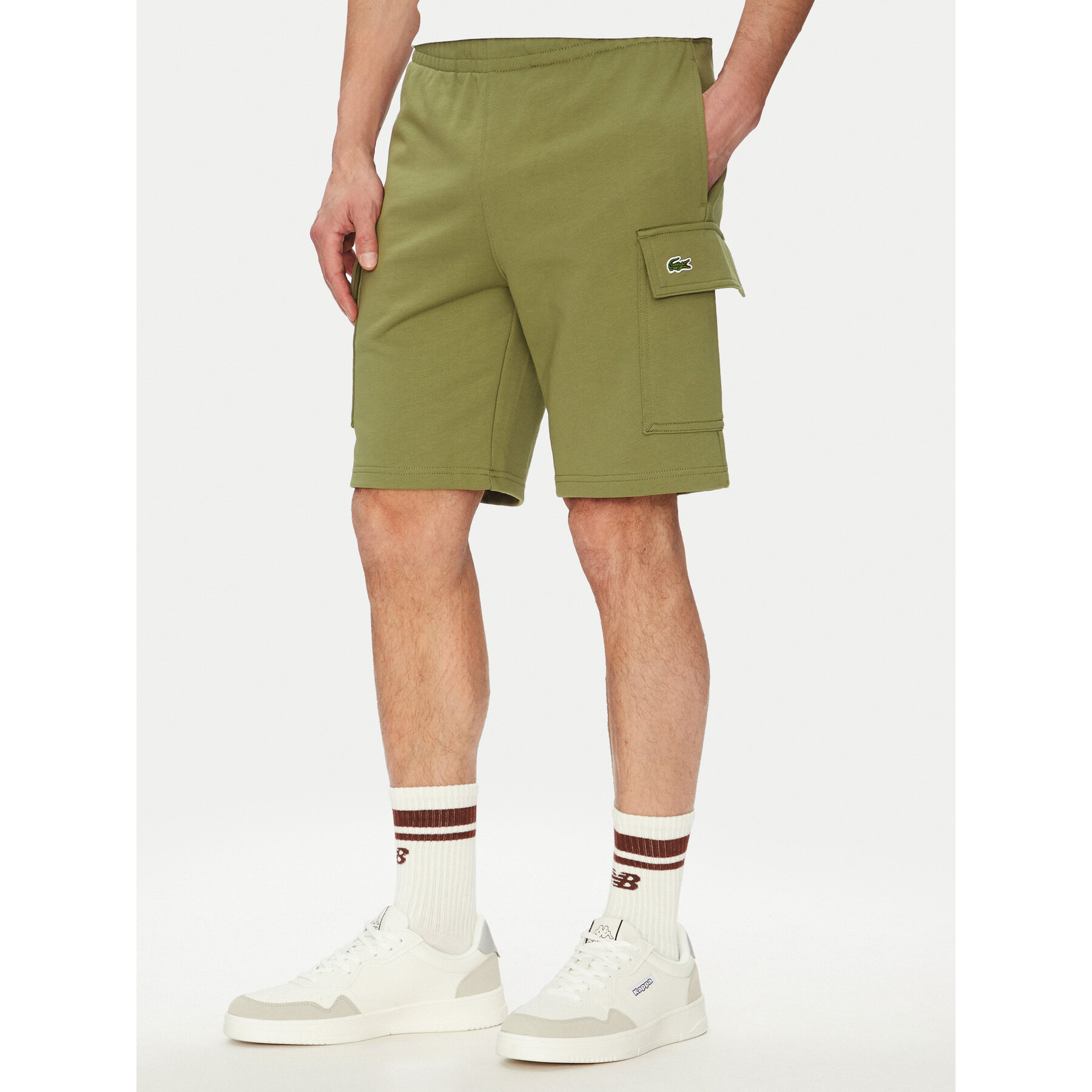 Lacoste Szorty sportowe GH9743 Khaki Regular Fit