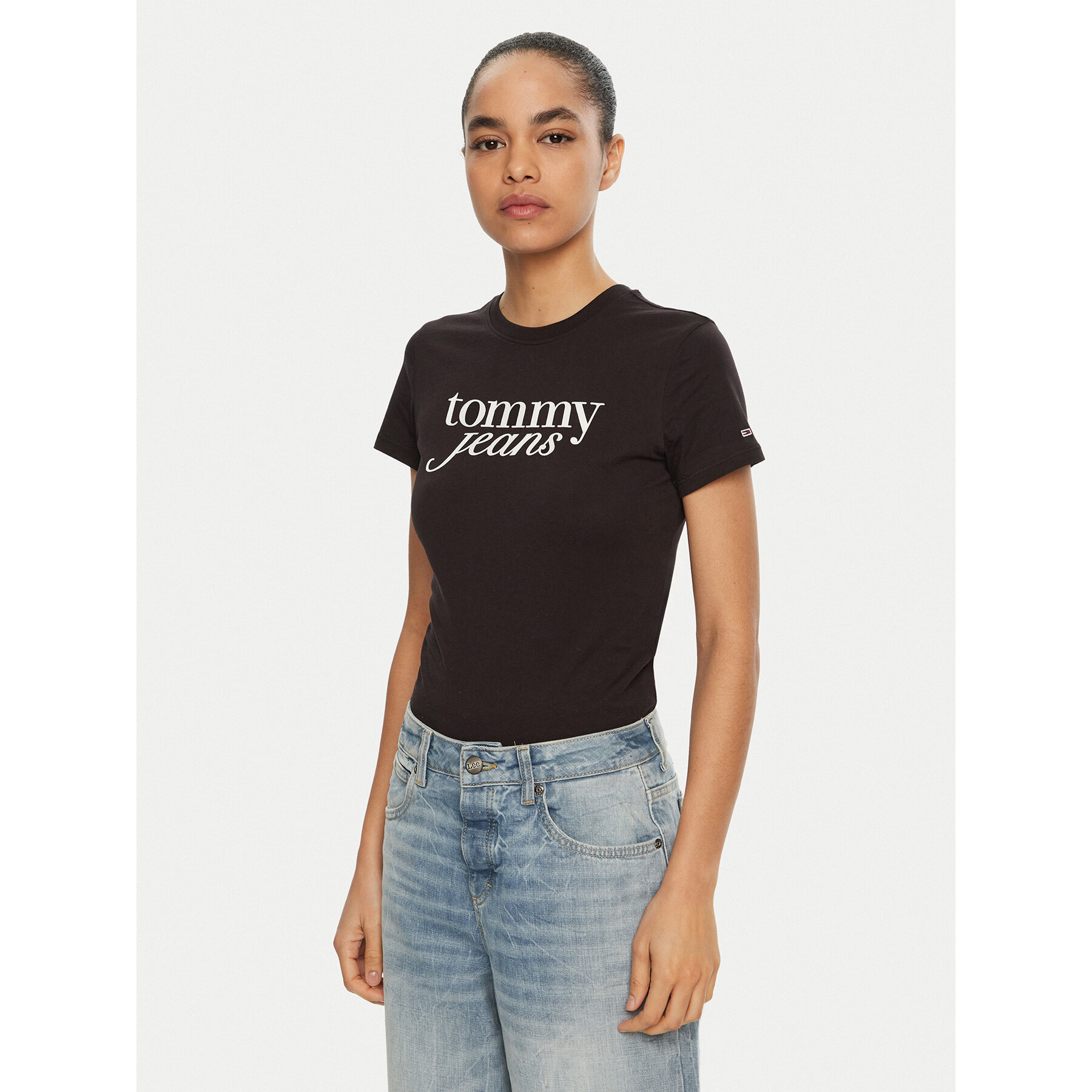 Tommy Jeans T-Shirt Essential DW0DW19447 Czarny Slim Fit