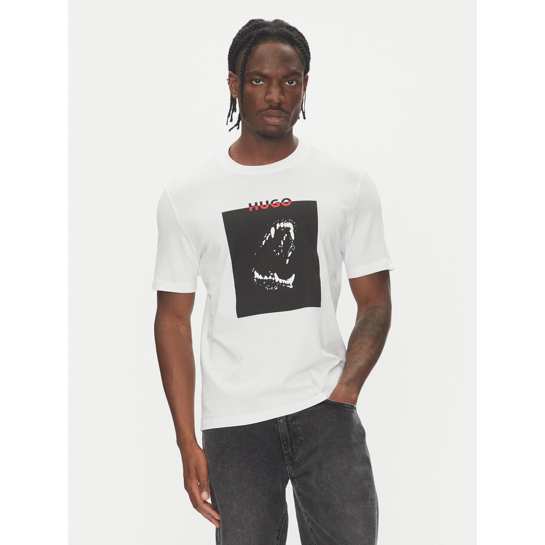 HUGO T-Shirt Dobero 50542734 Biały Regular Fit