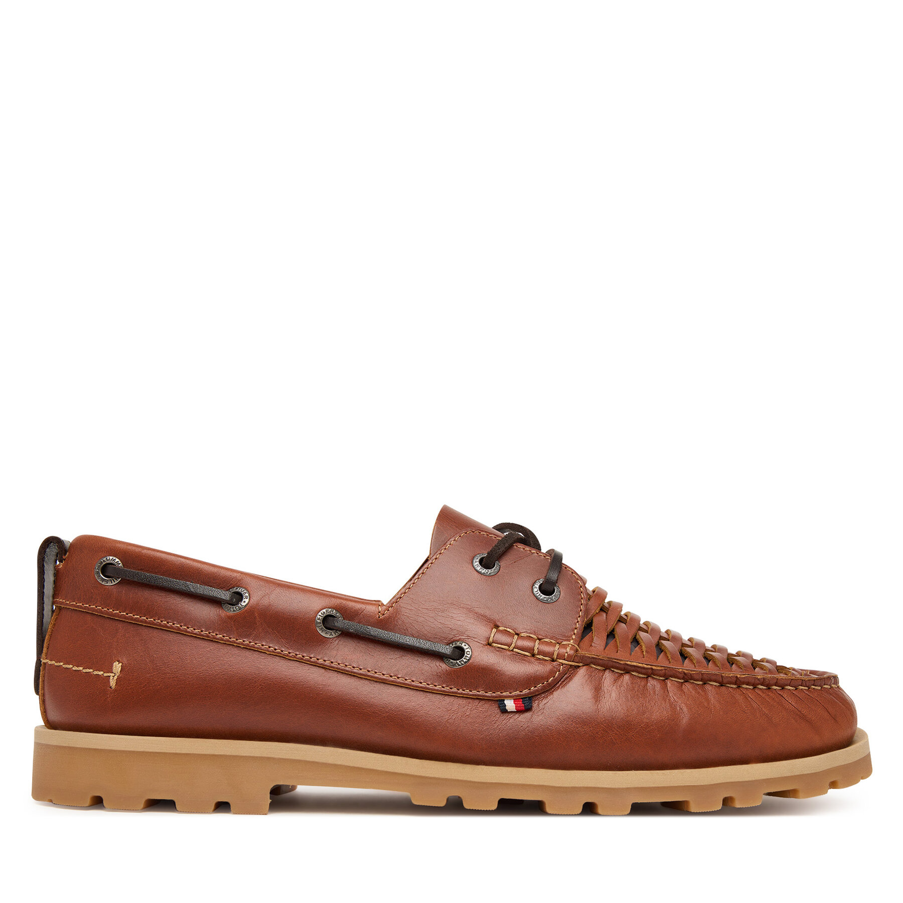 Tommy Hilfiger Półbuty Hilfiger Braided Lth Boat Shoe FM0FM05892 Brązowy