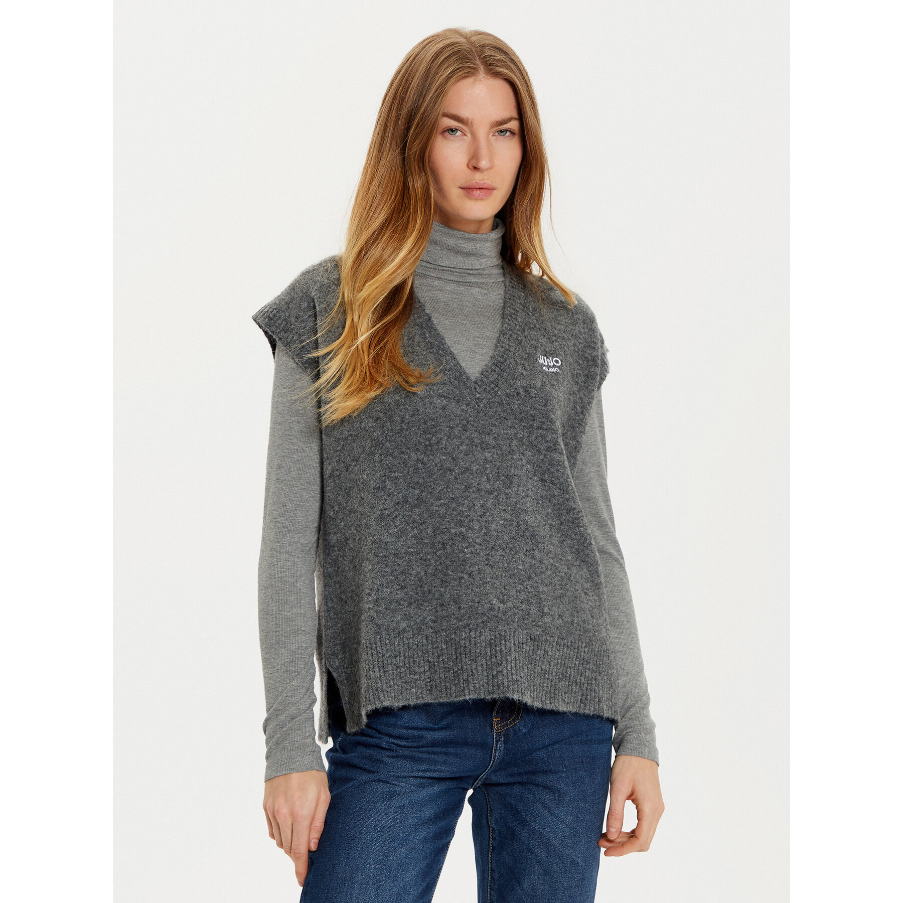 Liu Jo Sweter WF4432 MA49P Szary Regular Fit