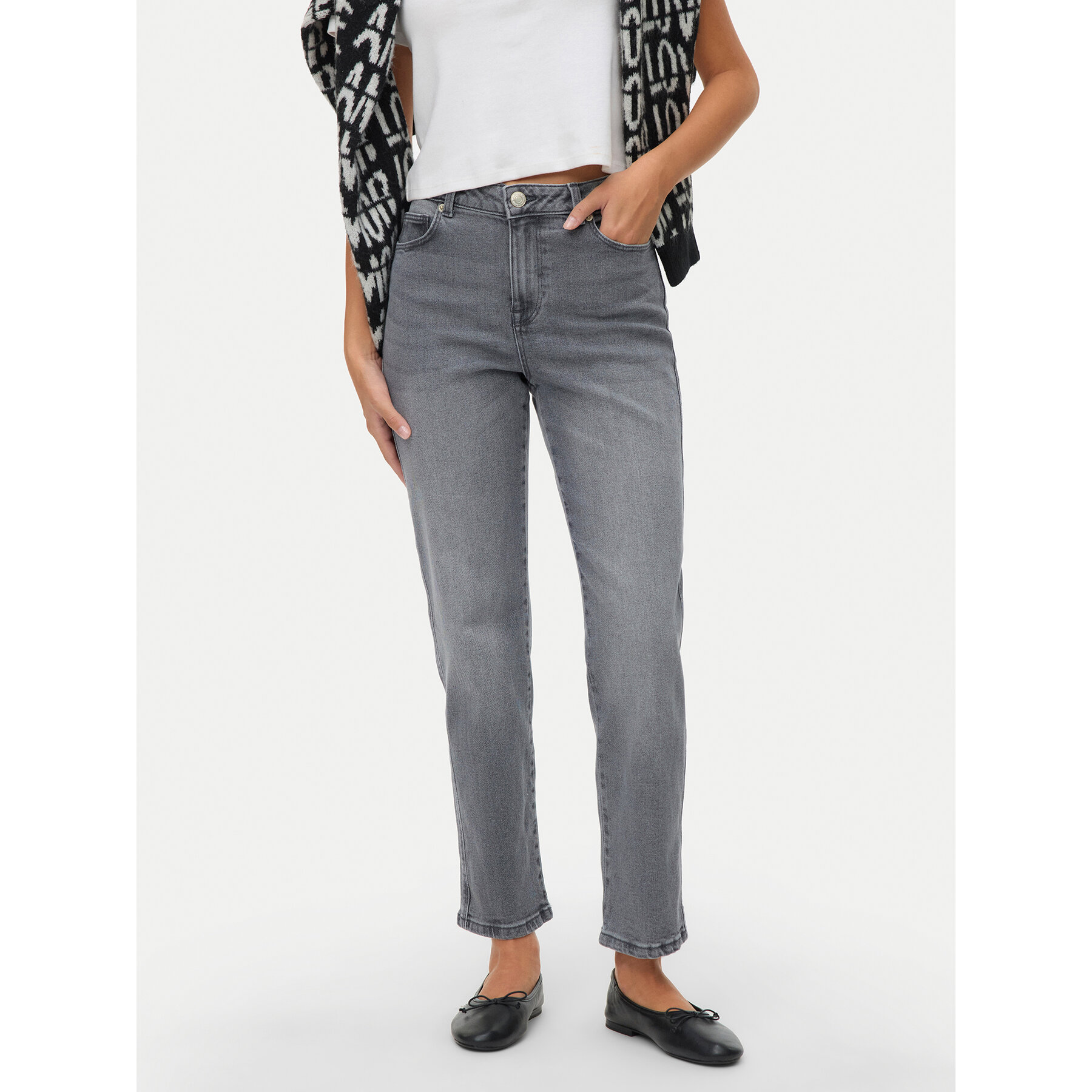 Vero Moda Jeansy Amara 10337794 Szary Straight Fit