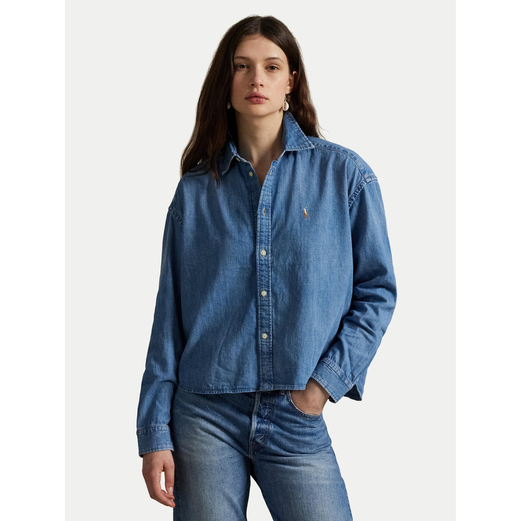 Polo Ralph Lauren Koszula jeansowa 211969457001 Niebieski Boxy Fit