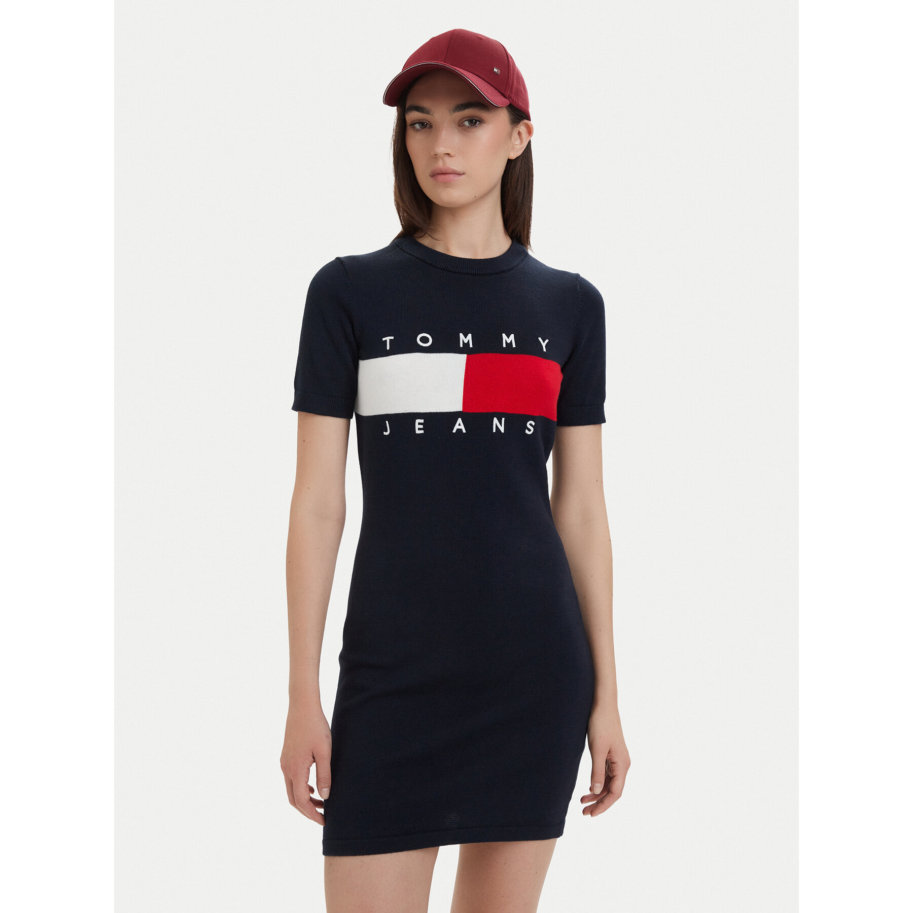 Tommy Jeans Sukienka codzienna Flag DW0DW22853 Granatowy Slim Fit