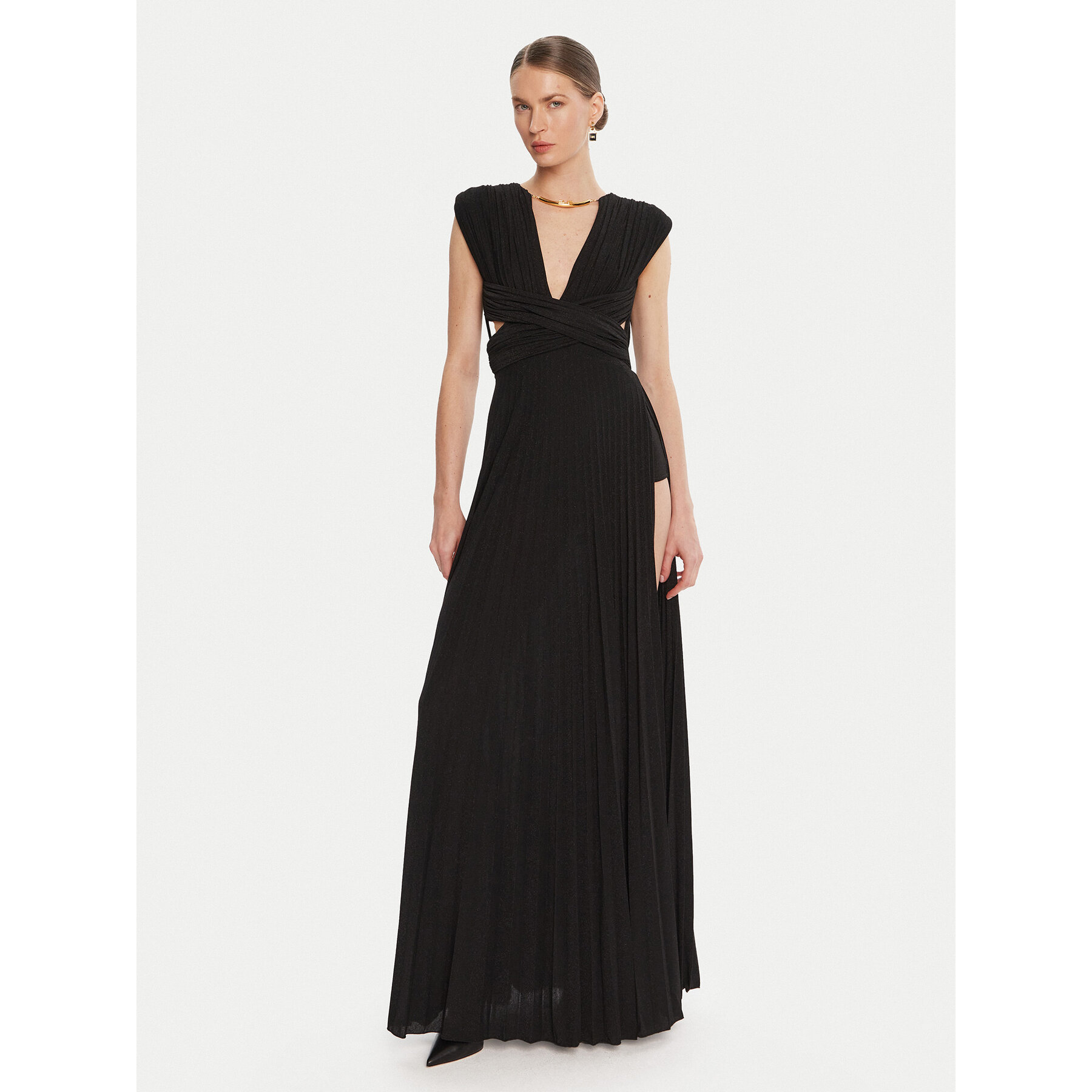 Elisabetta Franchi Sukienka wieczorowa AB-R15-56E2-V690 Czarny Regular Fit
