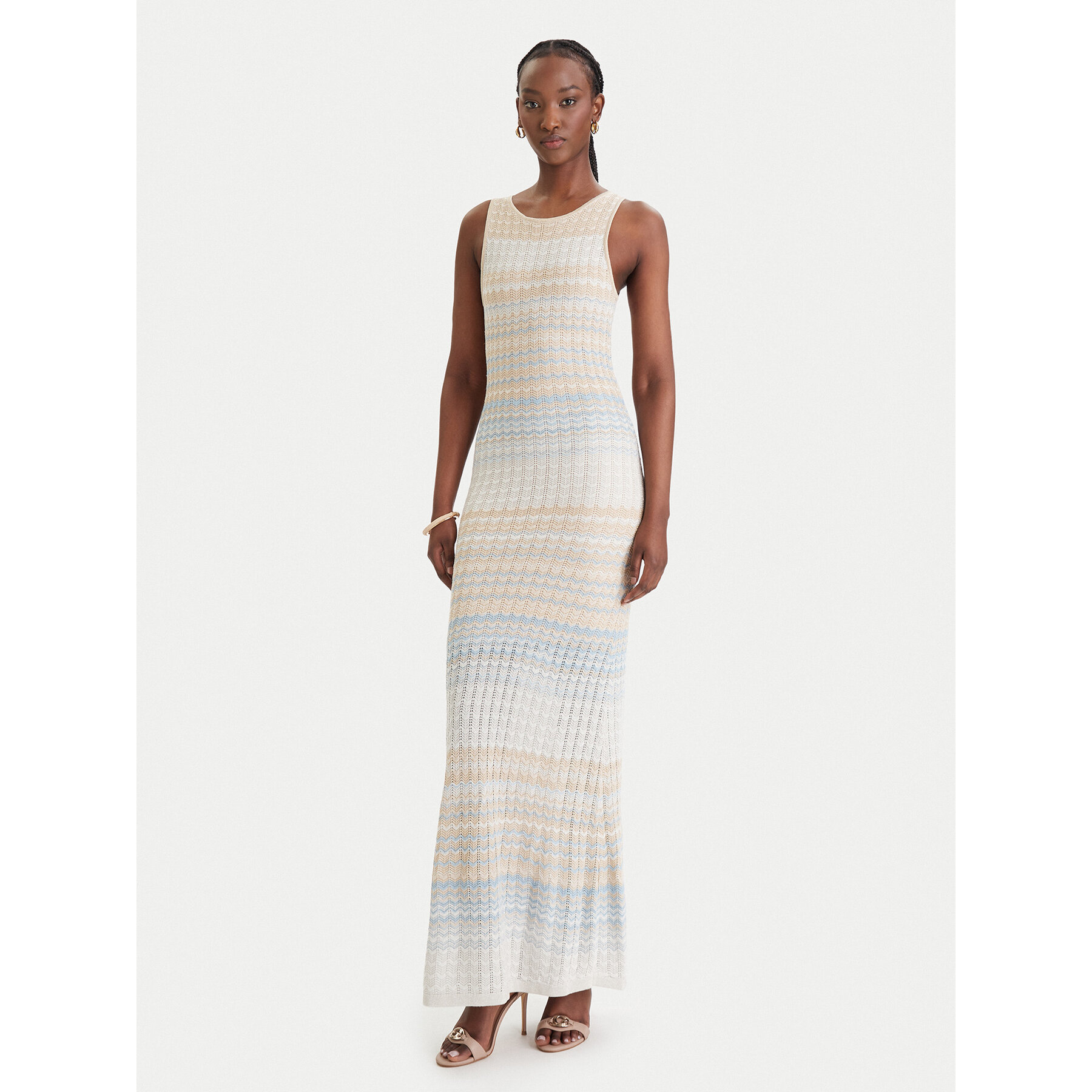 Guess Sukienka dzianinowa W6GKAT Z0936 Beżowy Regular Fit