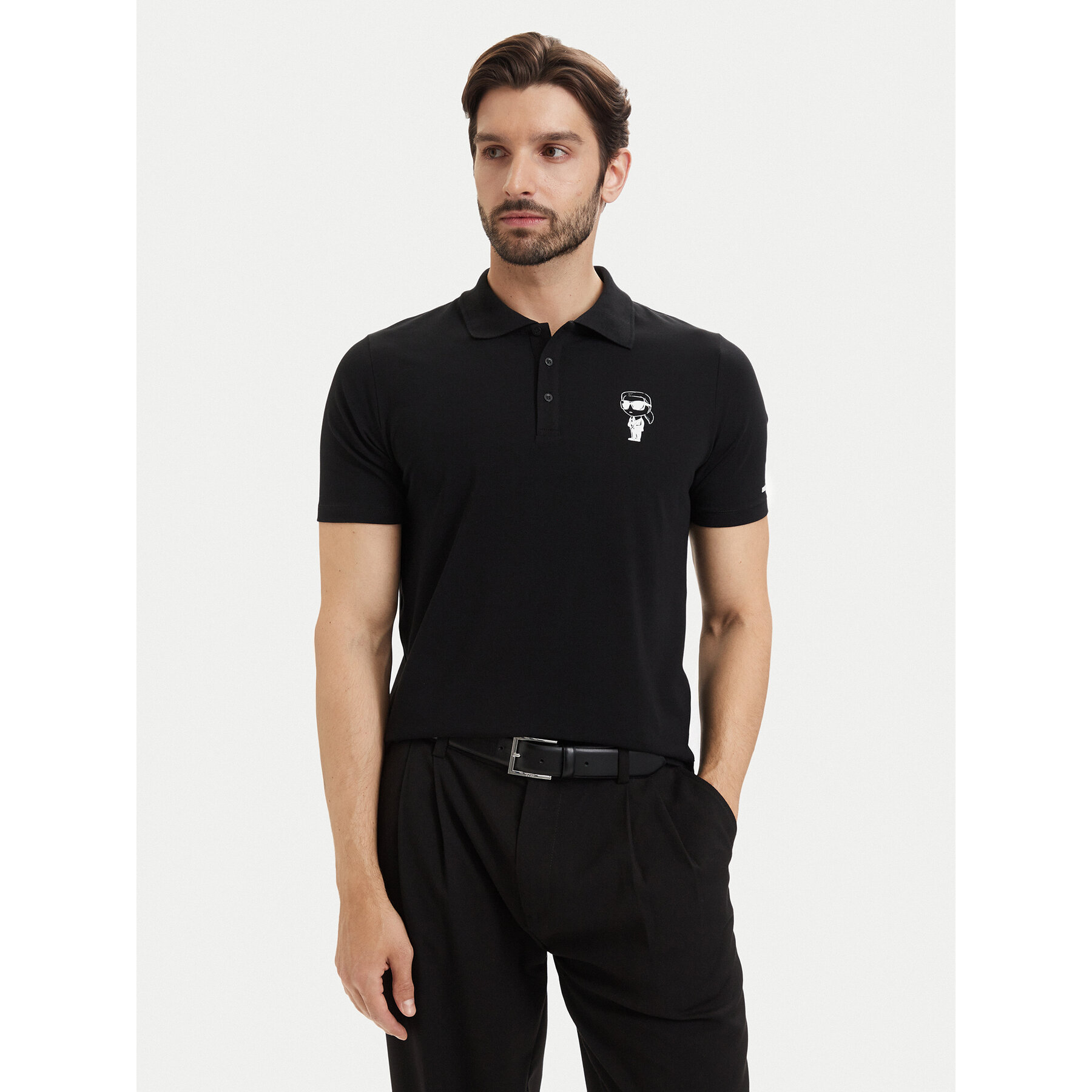 KARL LAGERFELD Polo 745024 563221 Czarny Regular Fit
