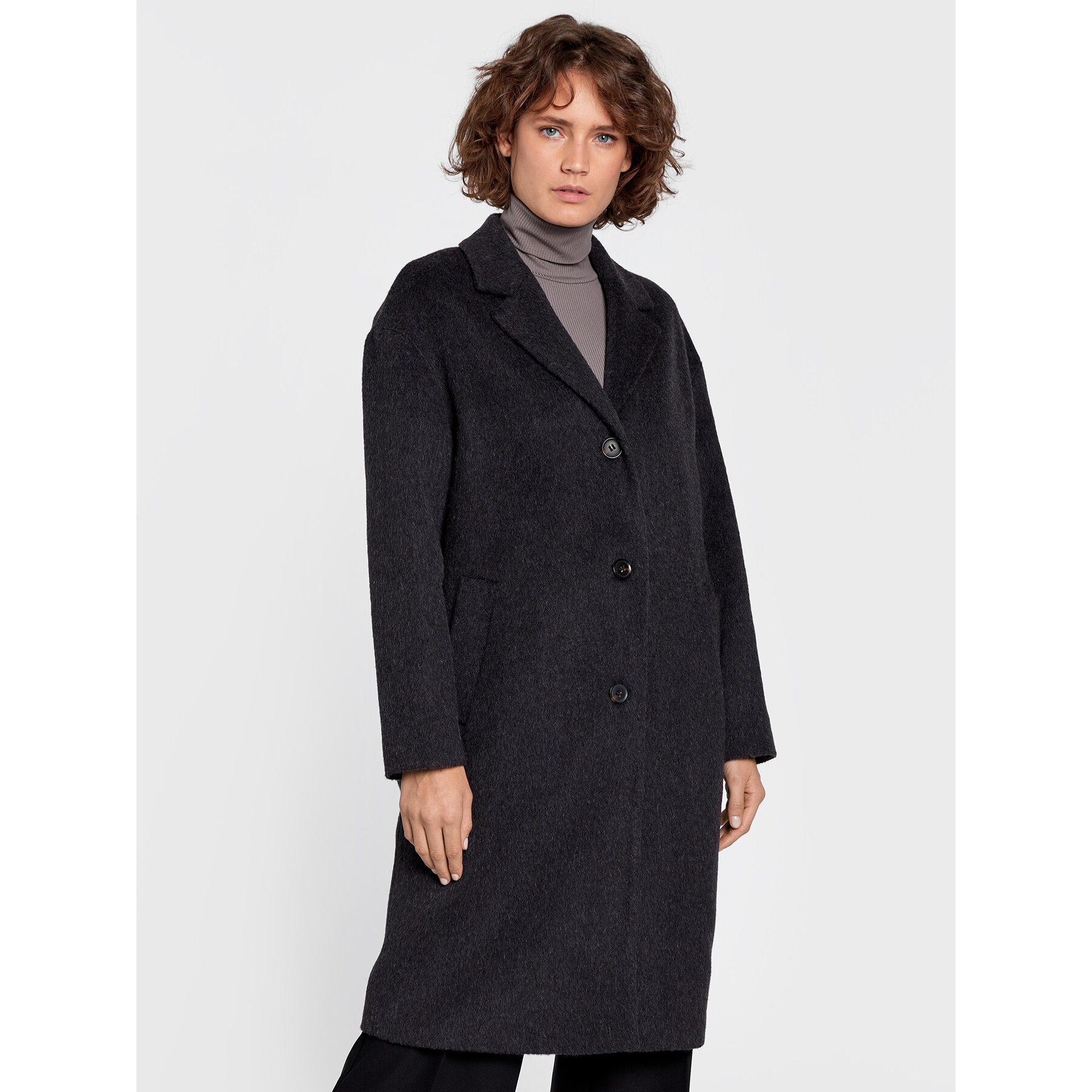 Calvin Klein Płaszcz wełniany K20K204629 Szary Regular Fit