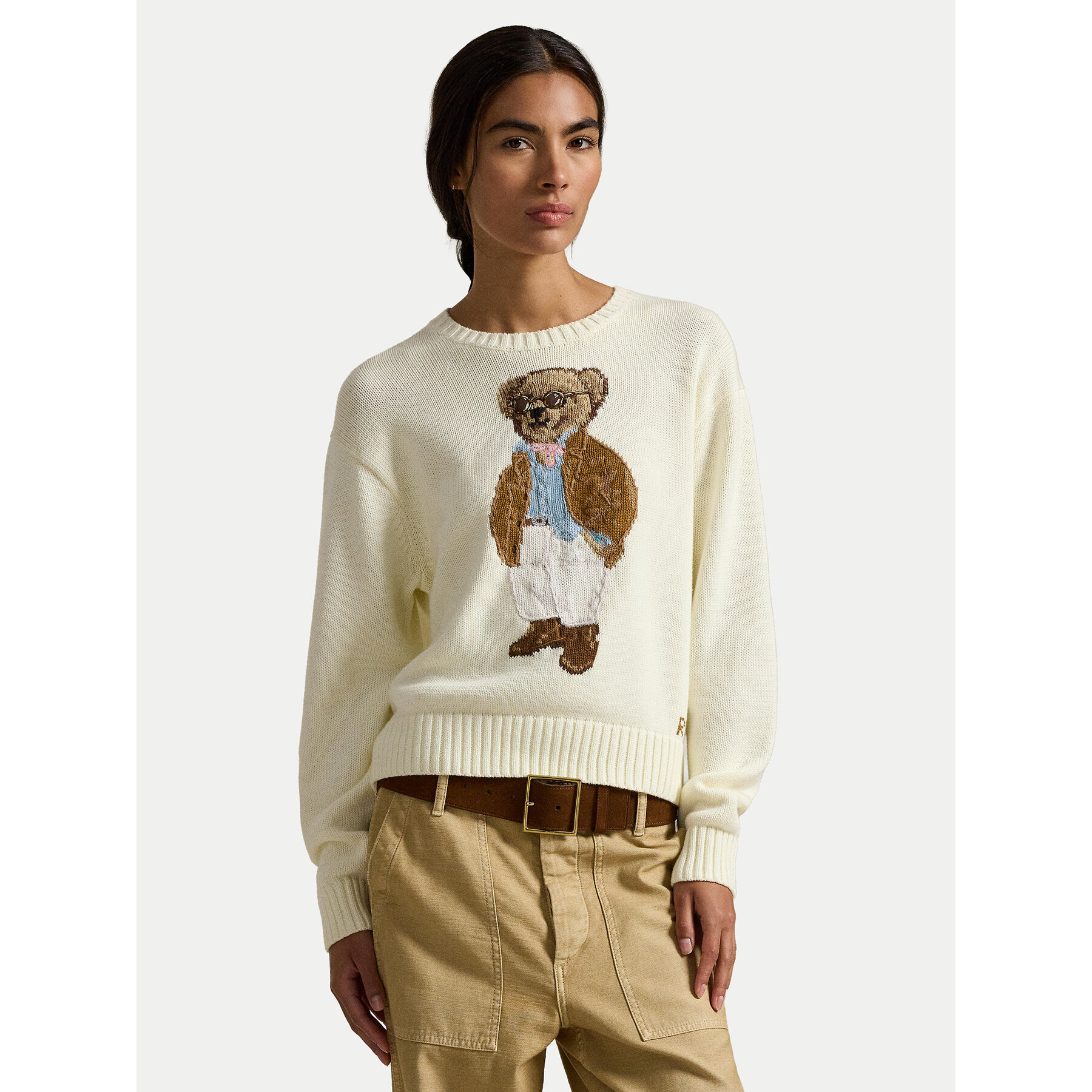 Polo Ralph Lauren Sweter 211A96248001 Écru Relaxed Fit