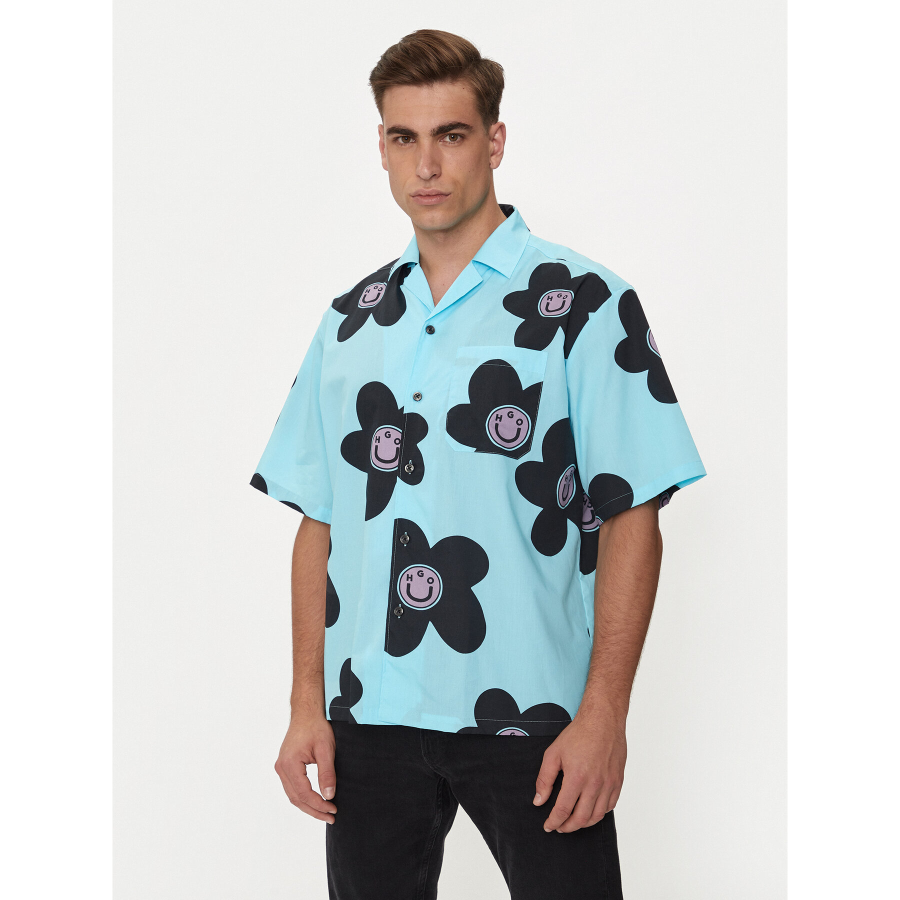 Hugo Koszula Eligino 50513855 Niebieski Oversize
