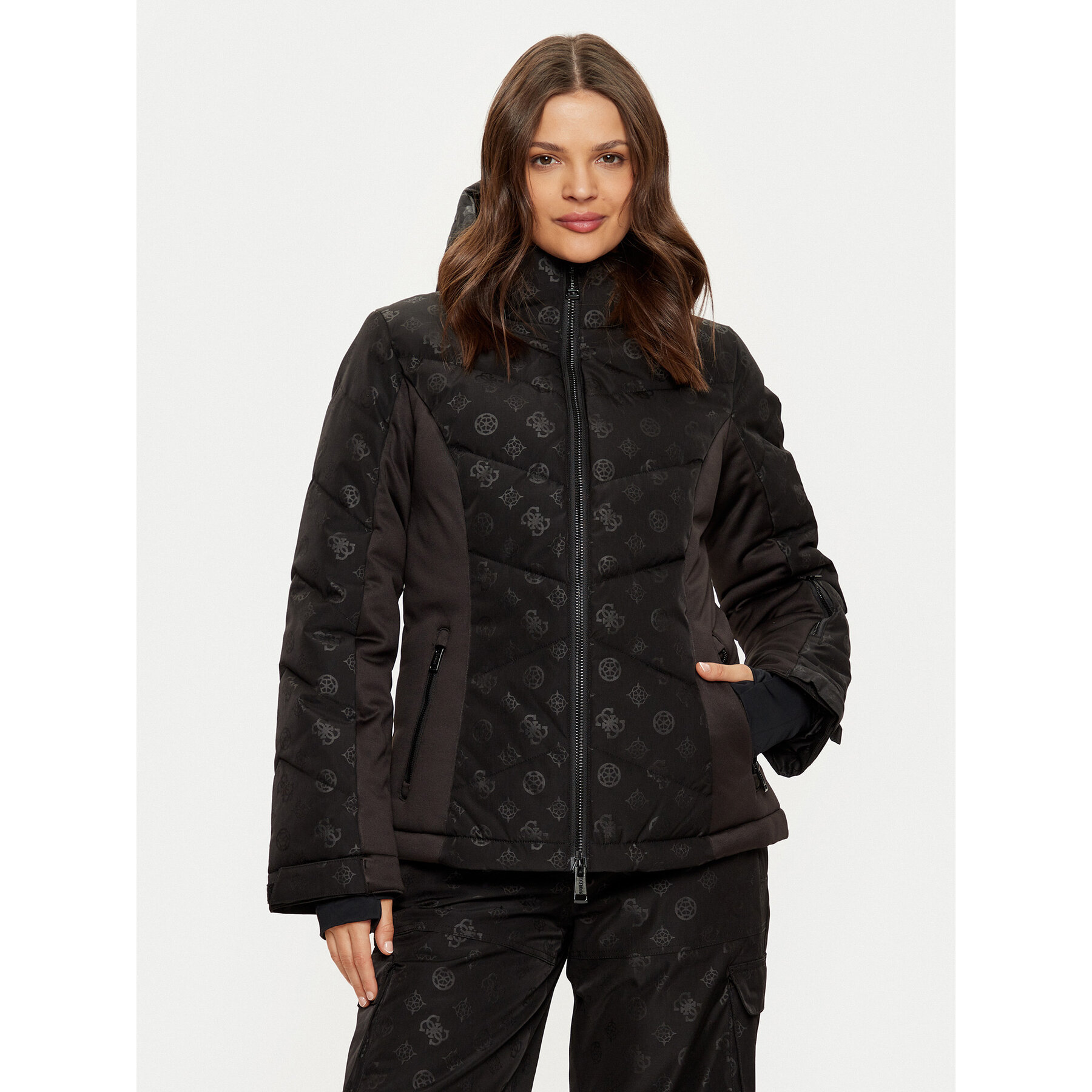 Guess Kurtka narciarska W4PL3N WH0K0 Czarny Regular Fit