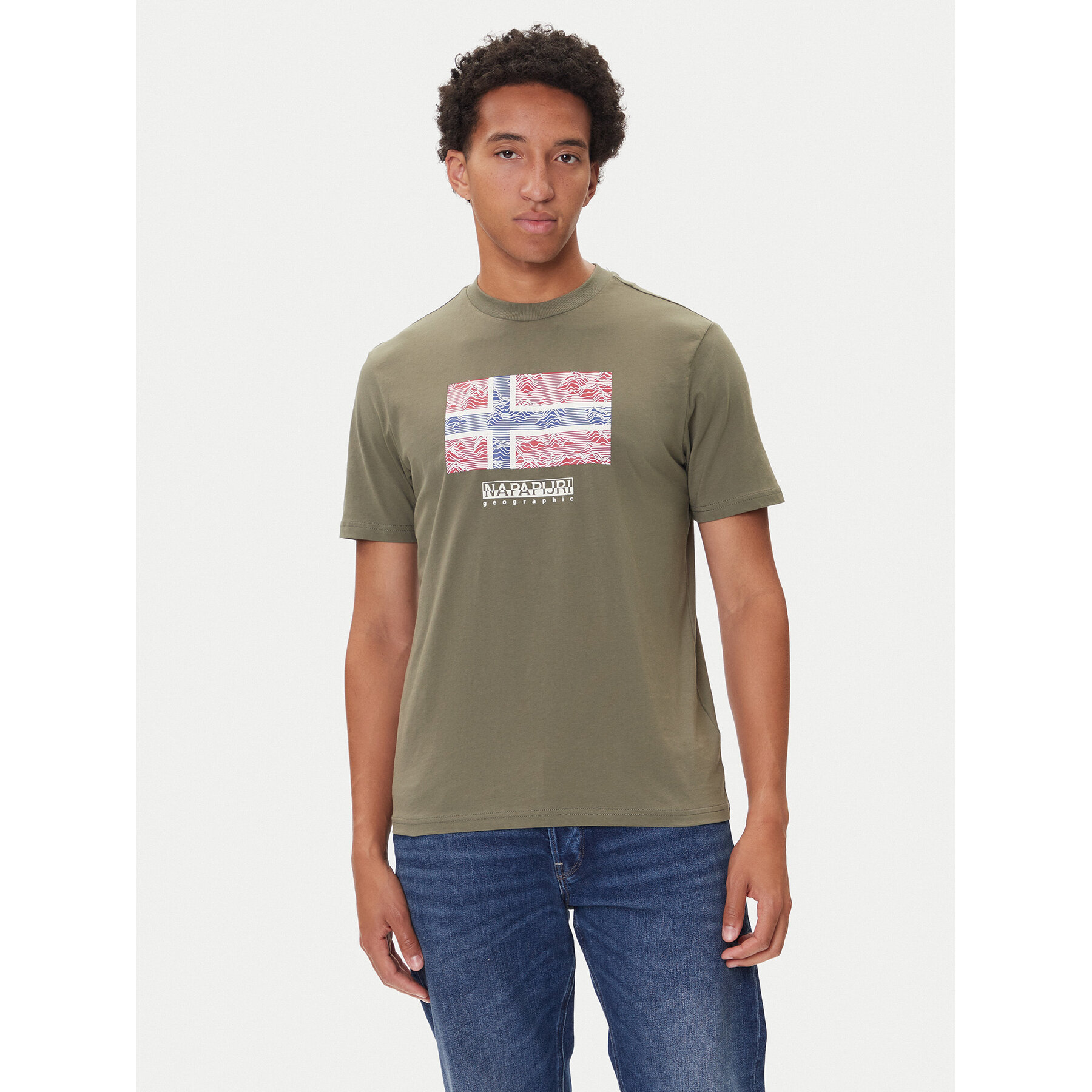 Napapijri T-Shirt S-Drapeau Ss NP0A891K Khaki Regular Fit