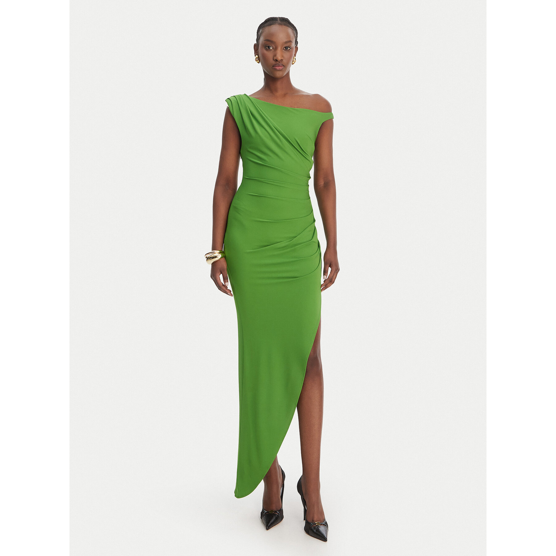 Elisabetta Franchi Sukienka koktajlowa AB-906-61E2-V450 Zielony Regular Fit