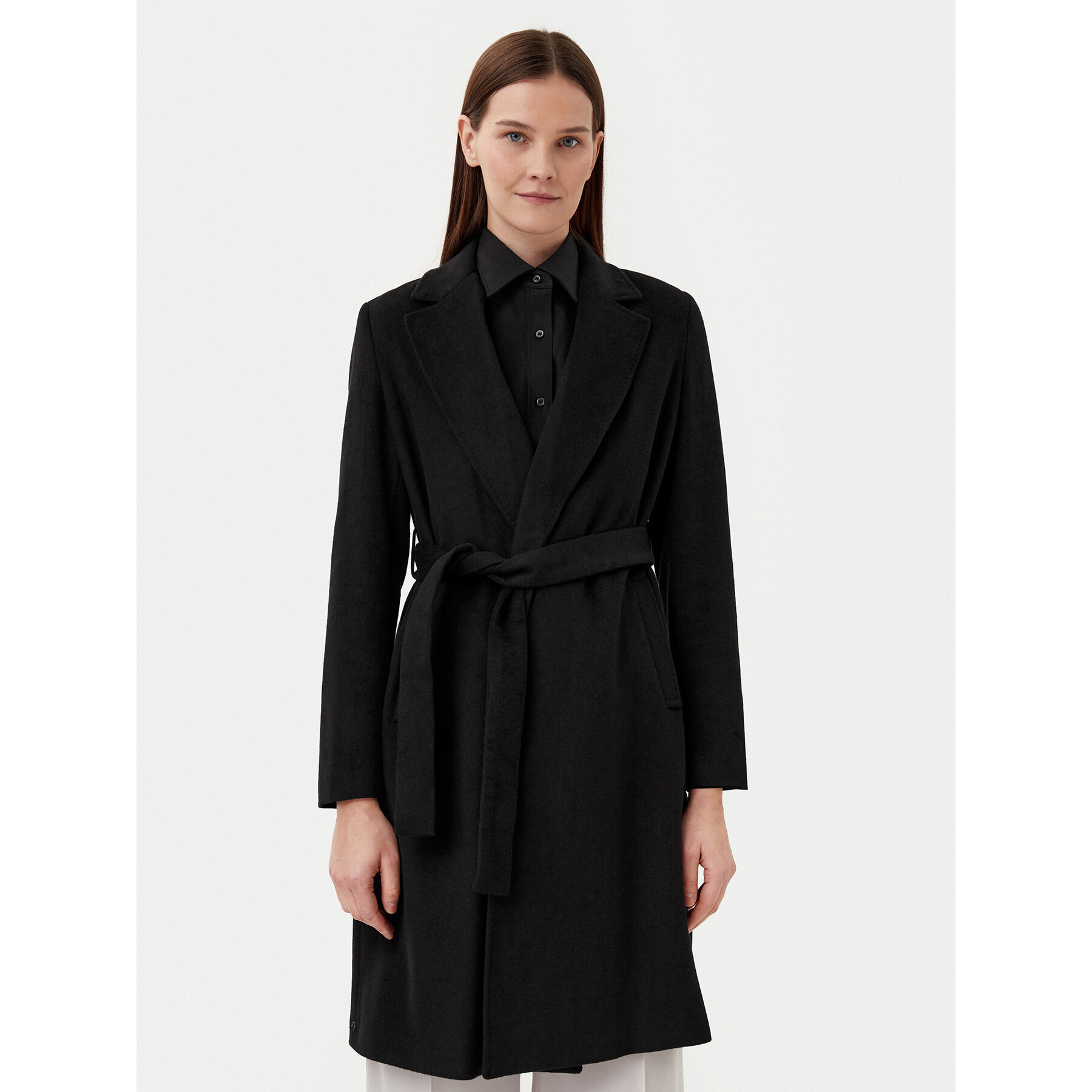 Motivi Płaszcz wełniany 0044Q000531N Czarny Regular Fit