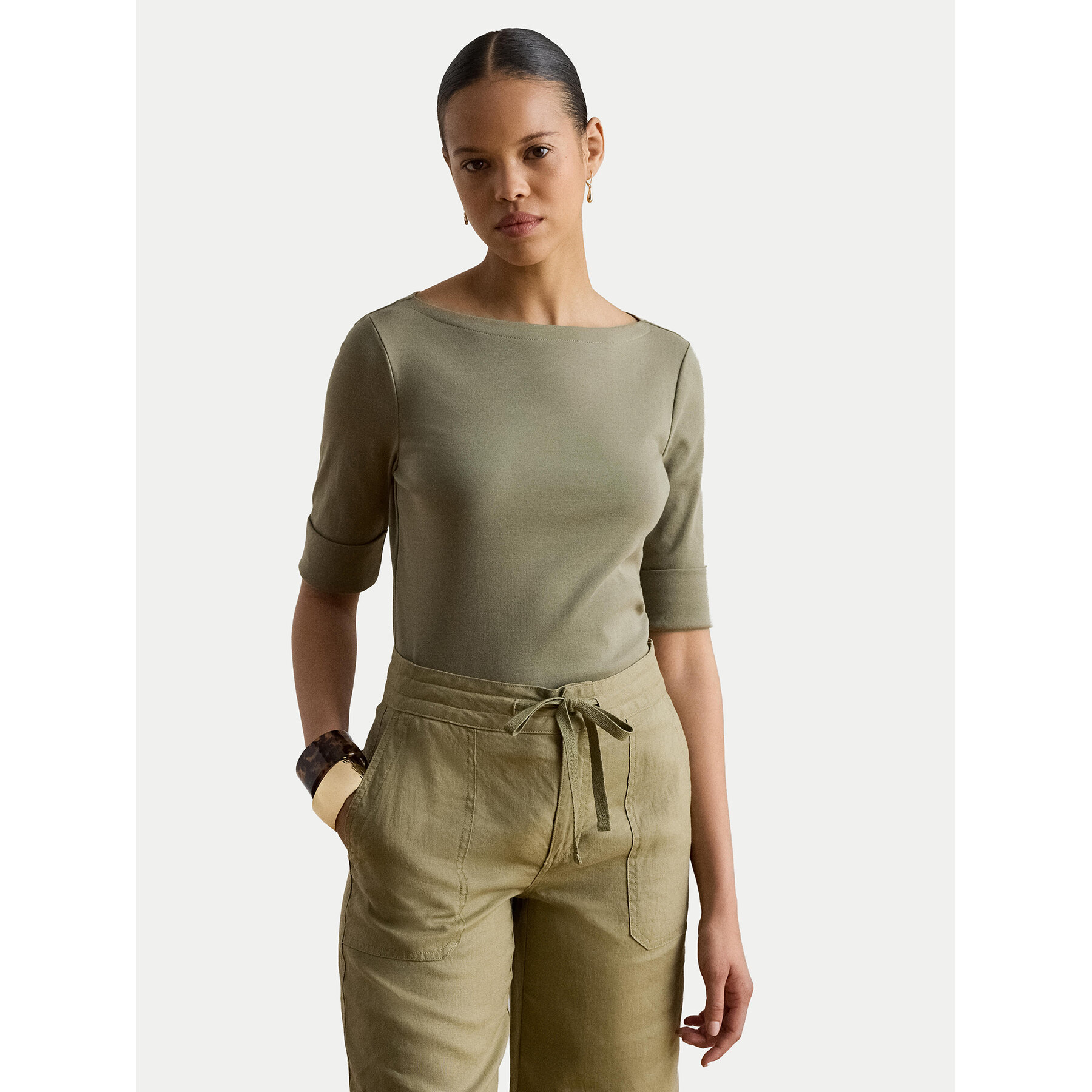 LAUREN RALPH LAUREN T-Shirt Judy 200654963204 Zielony Regular Fit