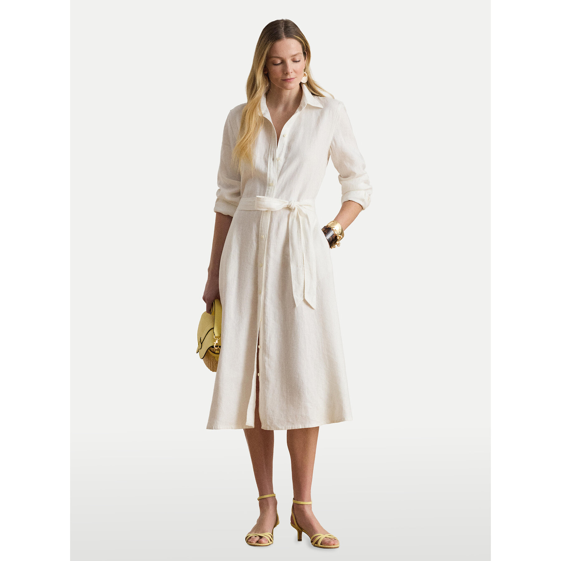 LAUREN RALPH LAUREN Sukienka koszulowa 200P13687001 Biały Regular Fit