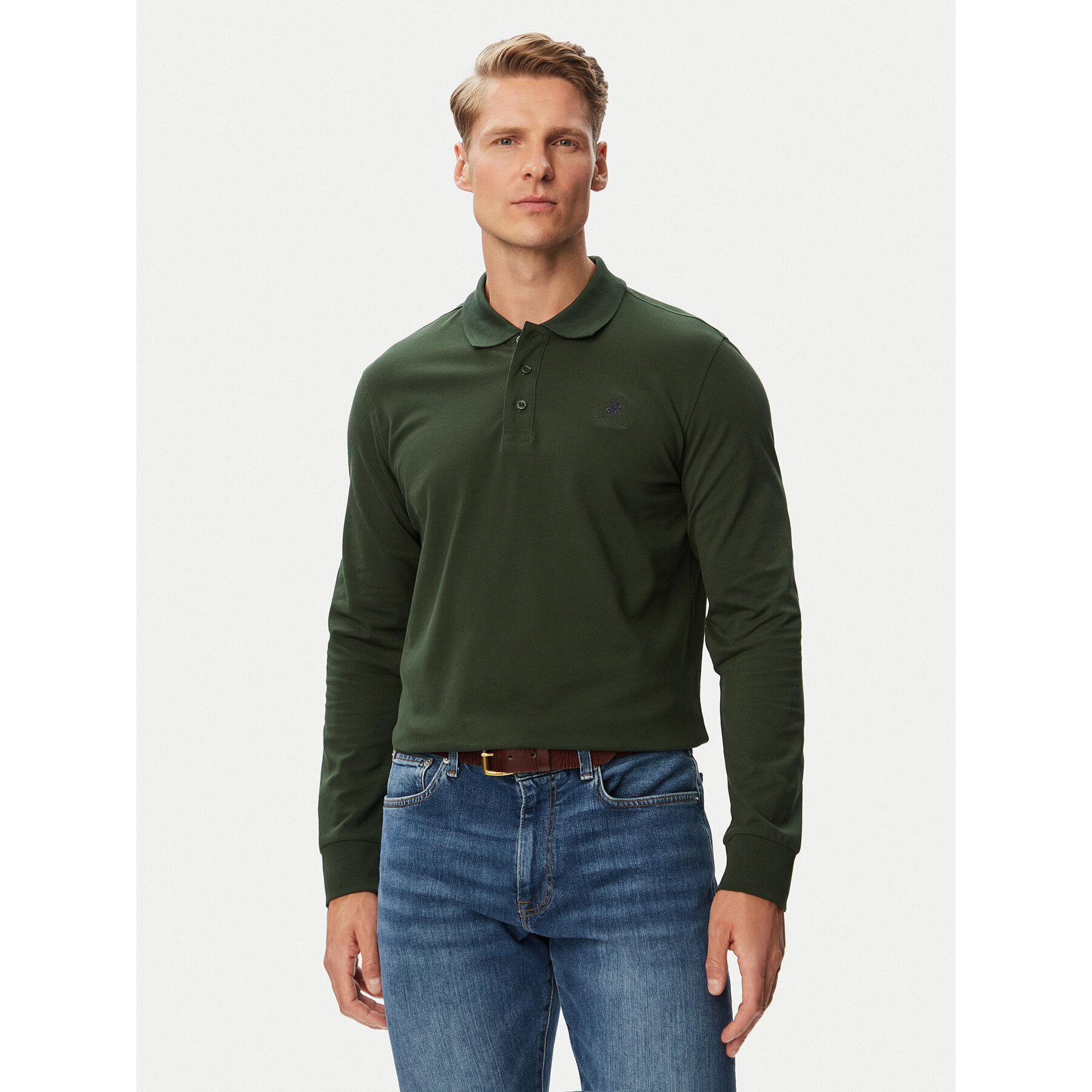 Beverly Hills Polo Club Polo P-SS26M-P424125BTGR Zielony ciemny Regular Fit