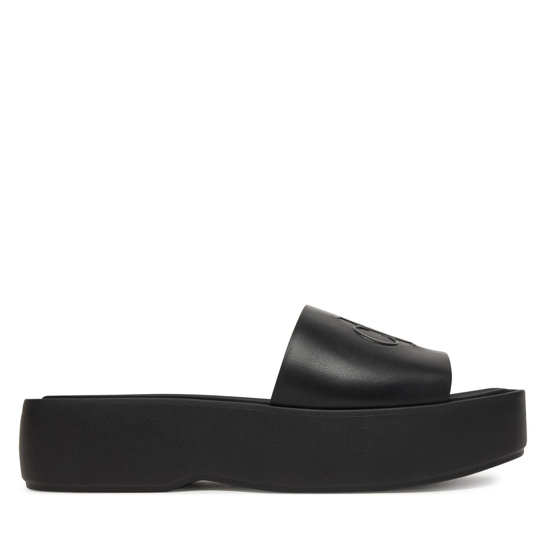 Calvin Klein Klapki Flatf Sndl Lth Mg HW0HW03026 Czarny