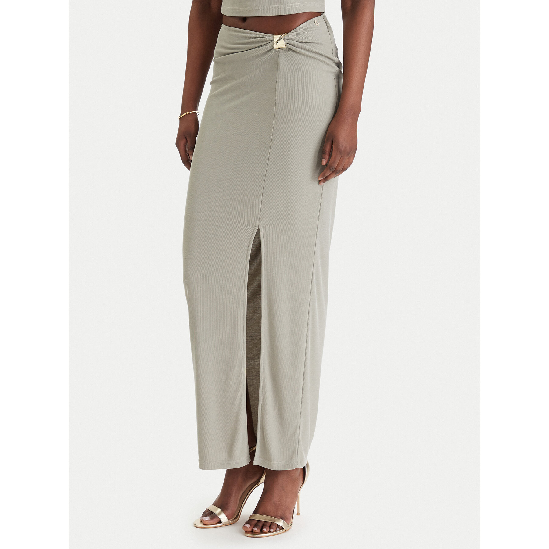 Guess Spódnica maxi W6GD15 K2936 Khaki Slim Fit