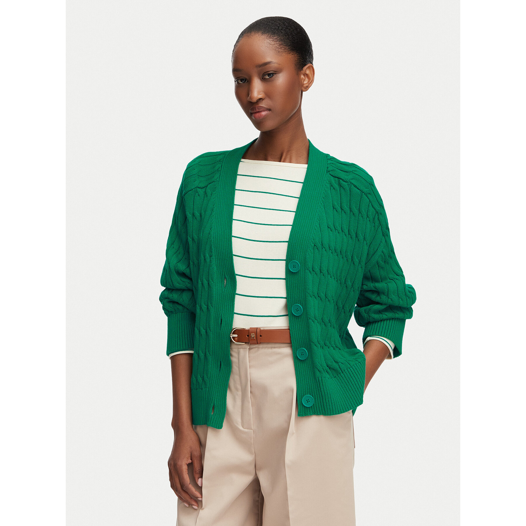 Tommy Hilfiger Kardigan WW0WW50078 Zielony ciemny Relaxed Fit