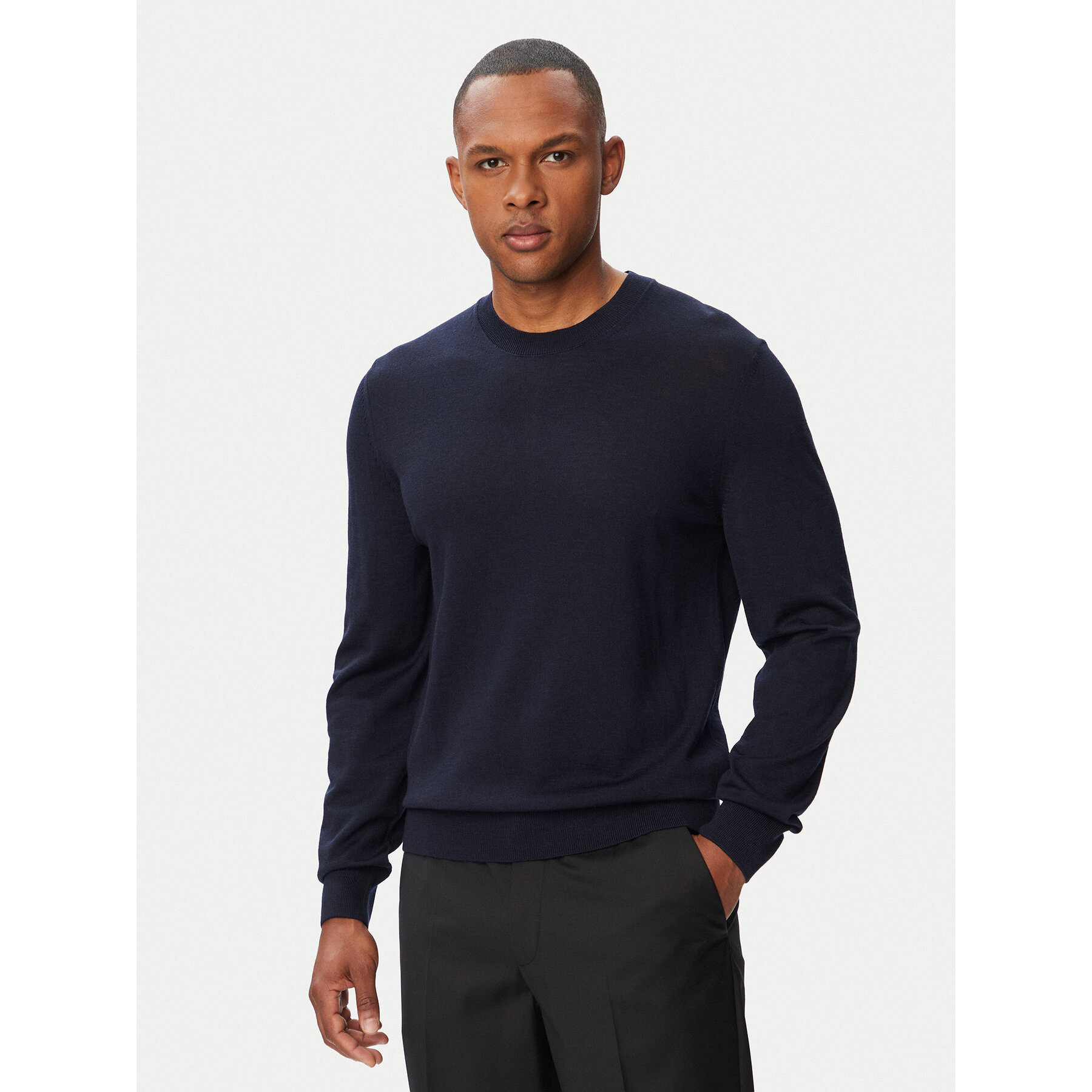 BOSS Sweter H-Leno 50565469 Granatowy Regular Fit