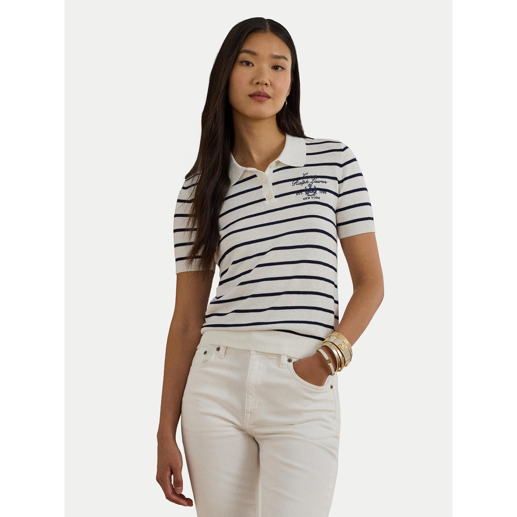 LAUREN RALPH LAUREN Polo 200P03506001 Biały Slim Fit