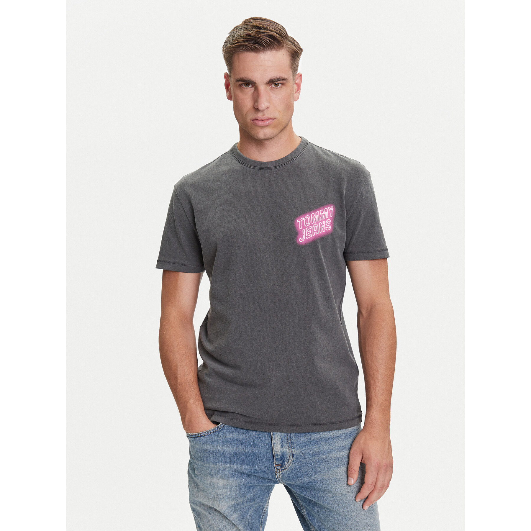 Tommy Jeans T-Shirt Novelty DM0DM21829 Szary Regular Fit