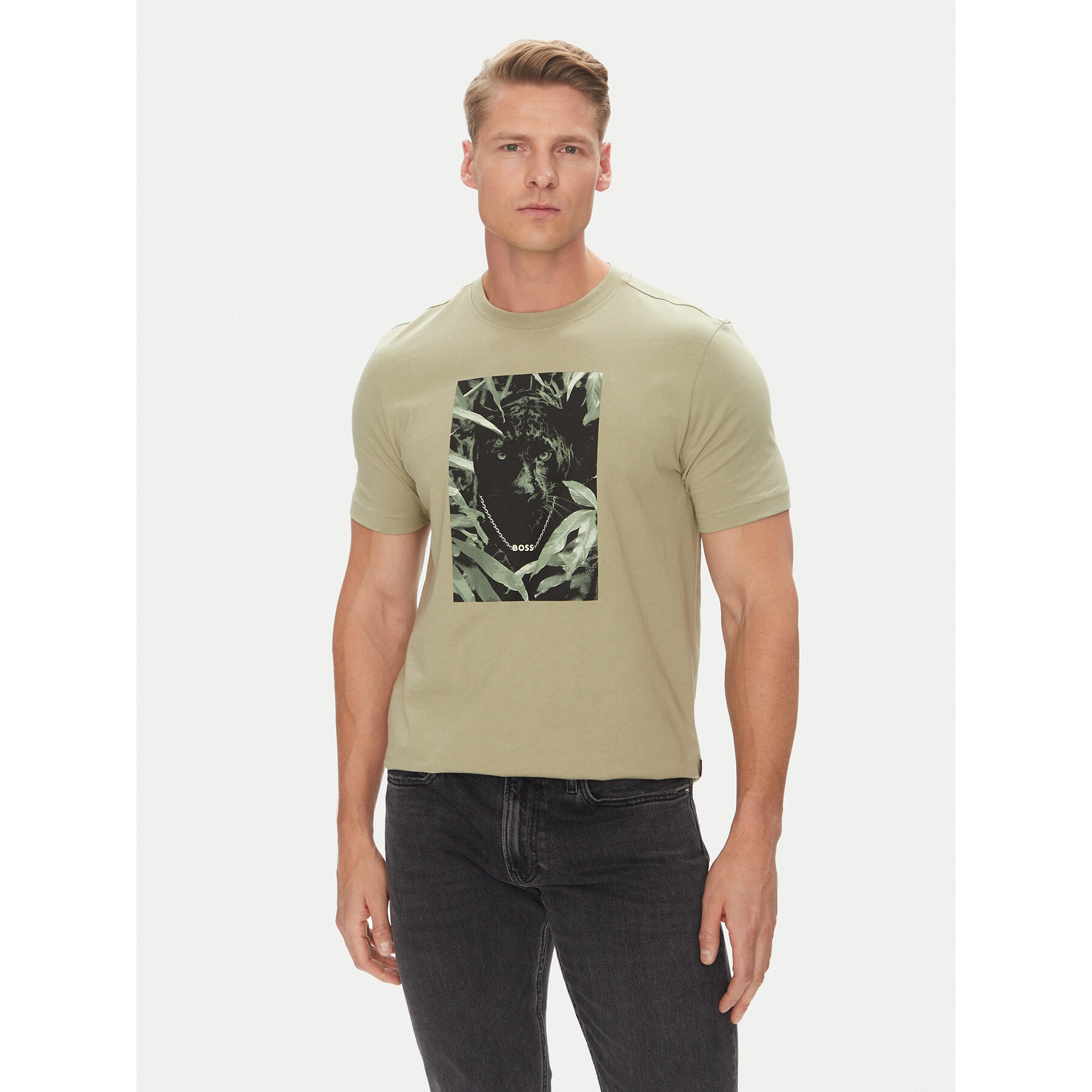 BOSS T-Shirt Te_Animali 50546362 Zielony Regular Fit