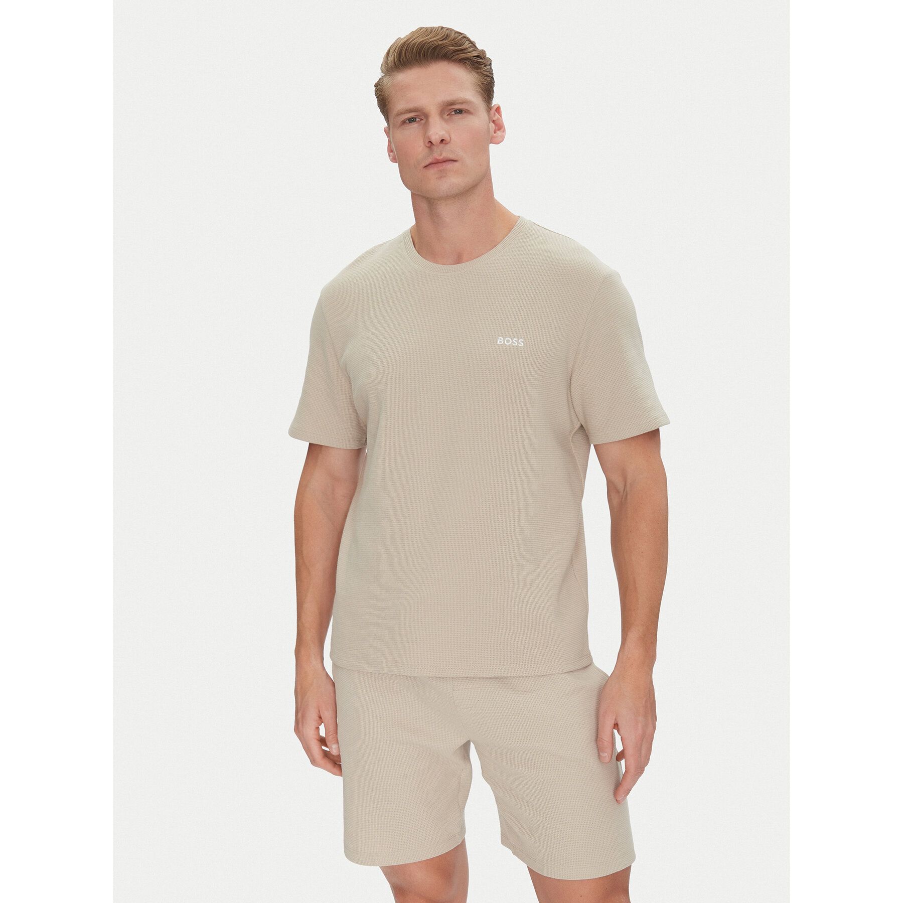 BOSS T-Shirt Waffle 50535891 Beżowy Regular Fit