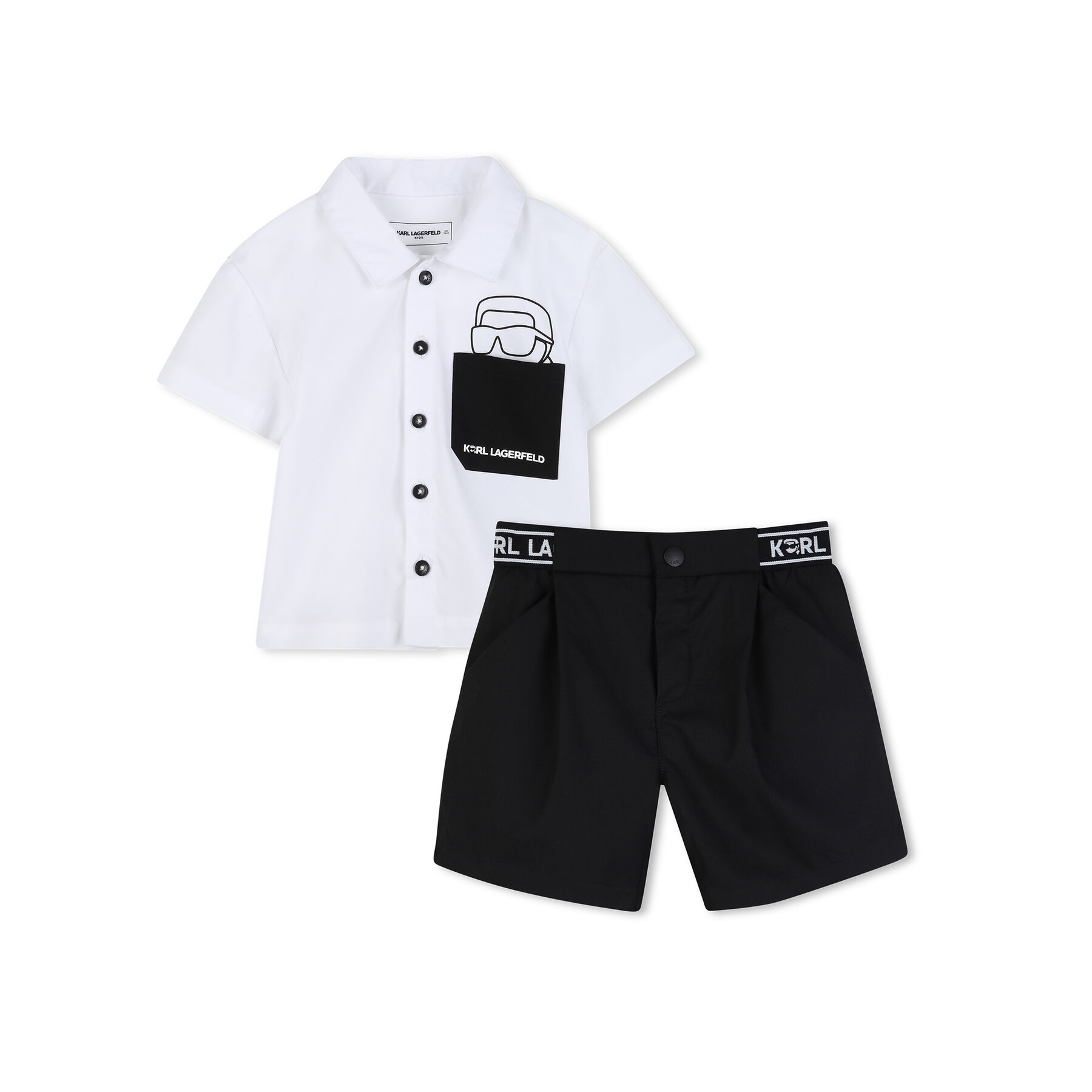 Karl Lagerfeld Kids Komplet koszula i szorty materiałowe Z31077 Czarny Regular Fit