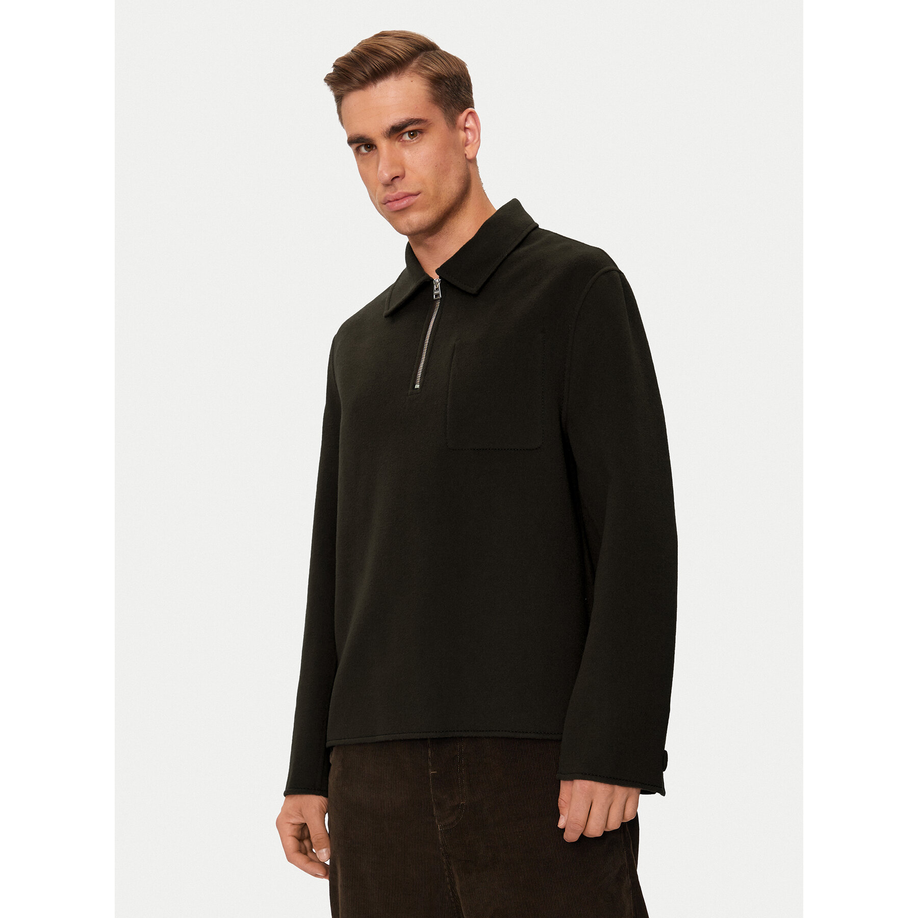 AMI Paris Płaszcz wełniany HJK057.WV0022 Brązowy Regular Fit
