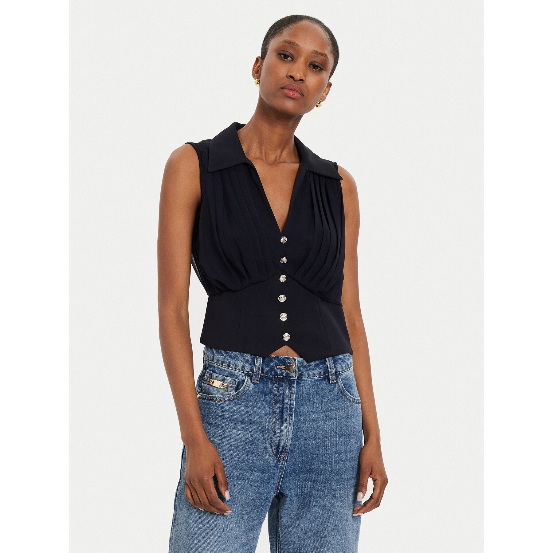 Morgan Top 242-OPLI Granatowy Slim Fit