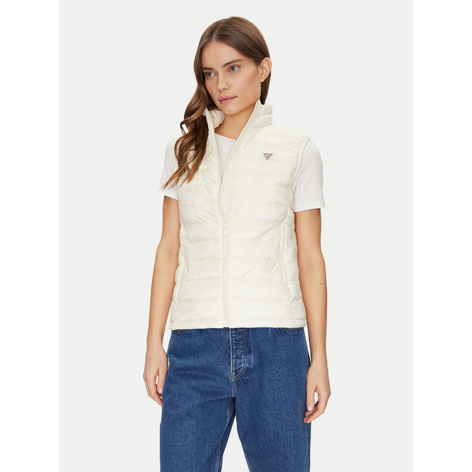 Guess Jeans Bezrękawnik W5RN55 WHAB2 Écru Regular Fit