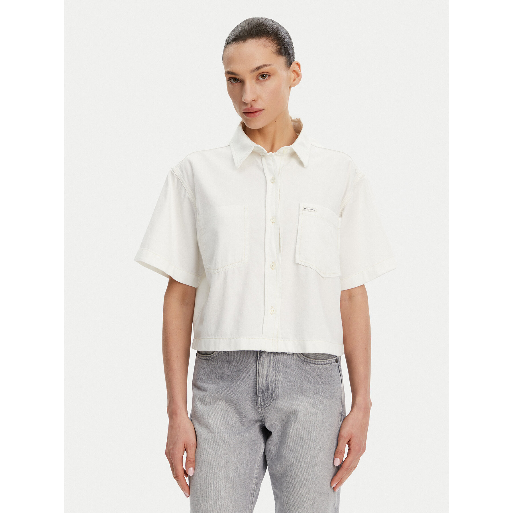 Guess Jeans Koszula W5GH0F D5NW1 Biały Regular Fit