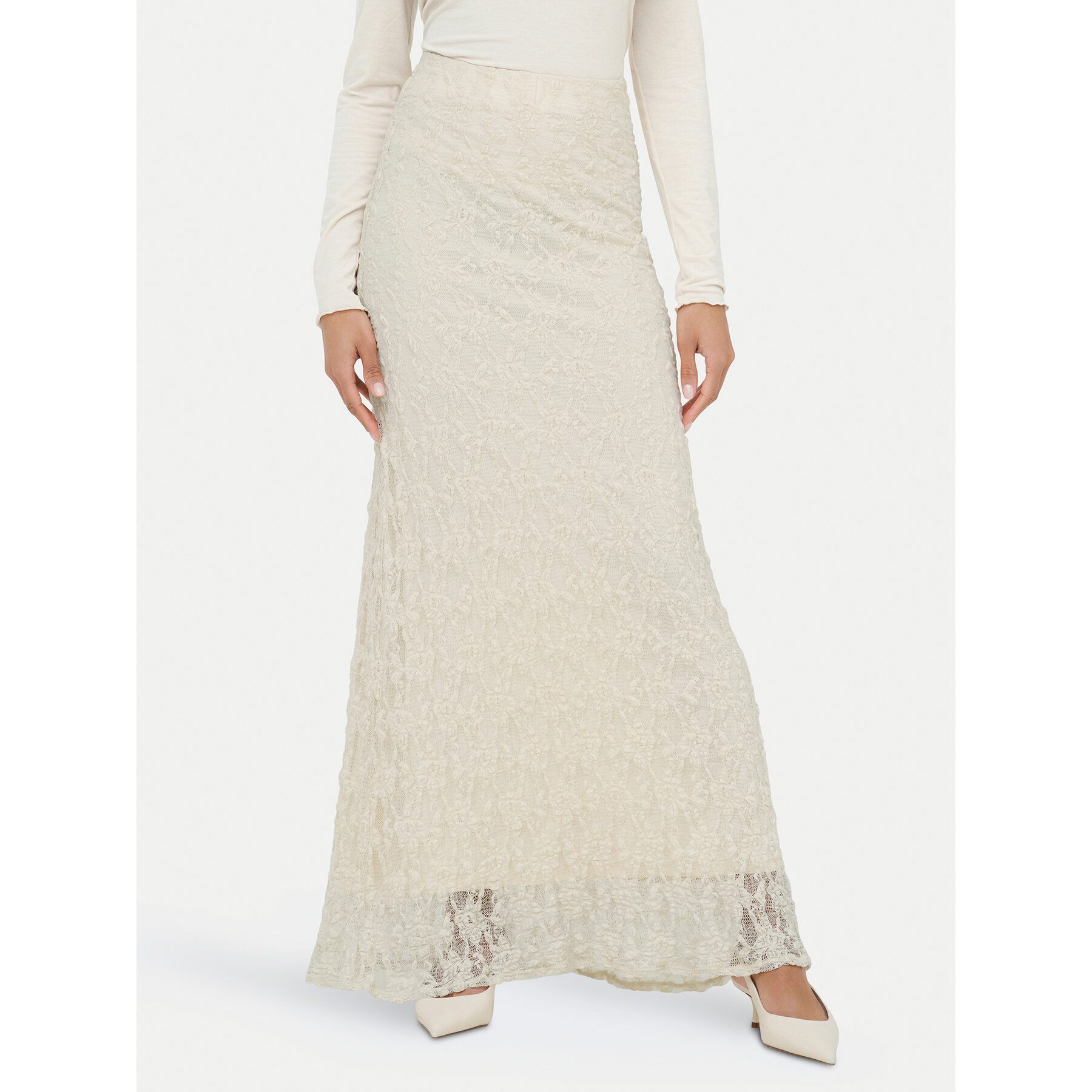 ONLY Spódnica maxi Albina 15372797 Beżowy jasny Slim Fit