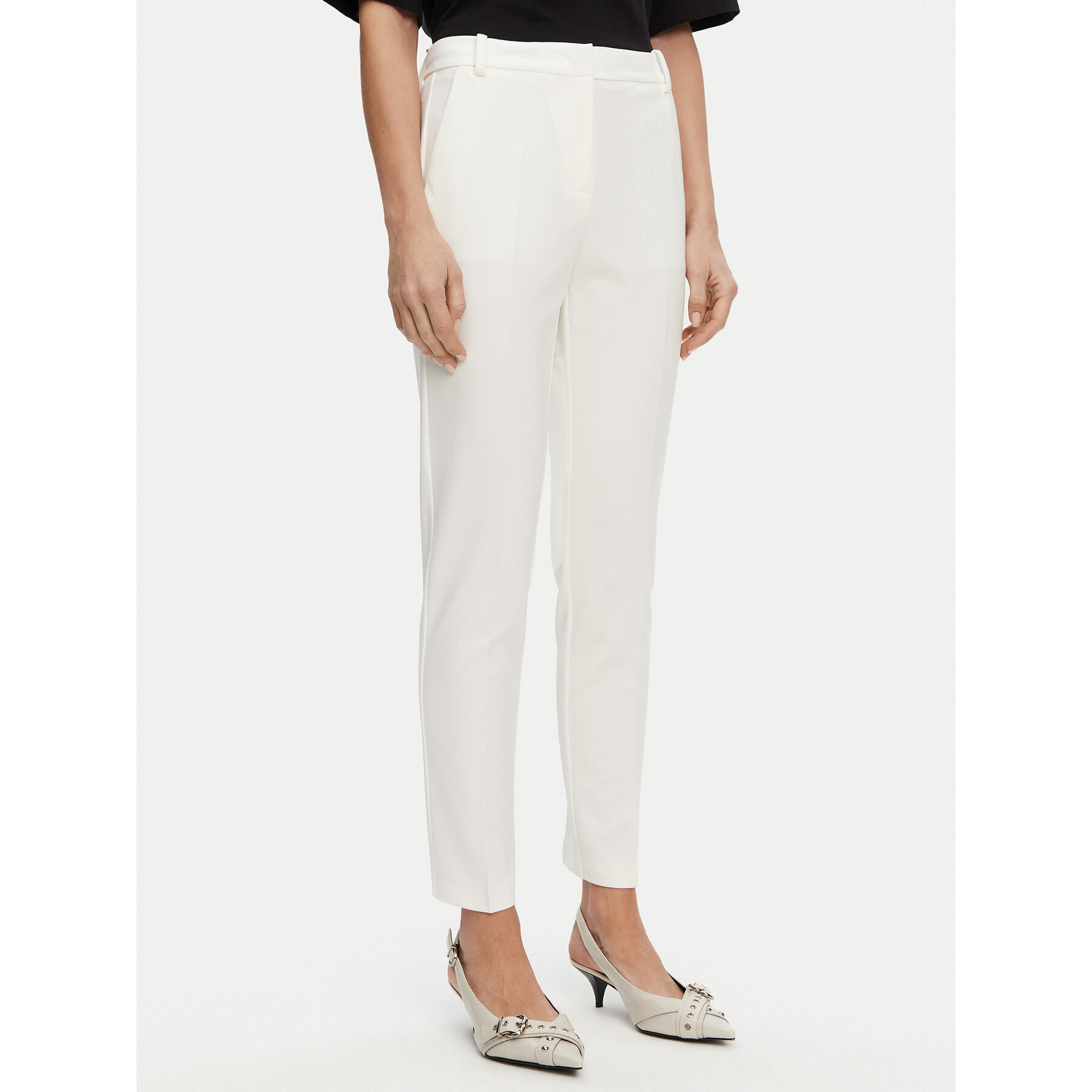 PINKO Spodnie materiałowe 100155 A1L4 Z05 Biały Regular Fit