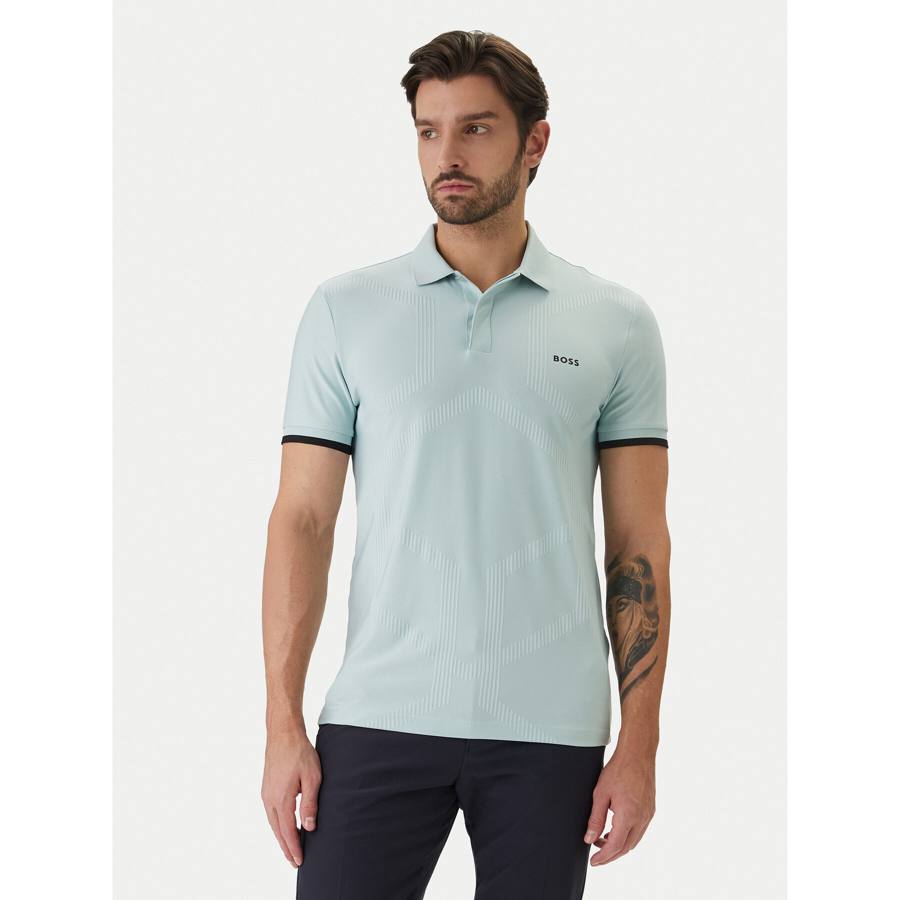 BOSS Polo Chip Hexa 50554561 Turkusowy Regular Fit