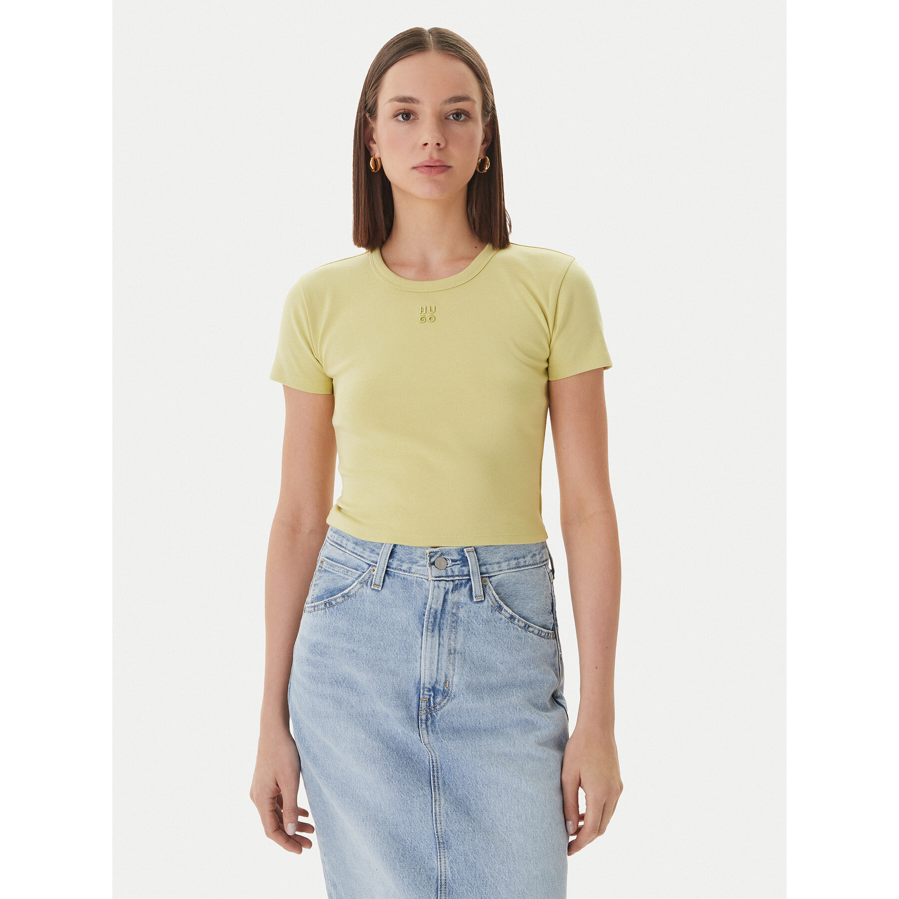 HUGO T-Shirt Delanor 50512000 Zielony jasny Slim Fit