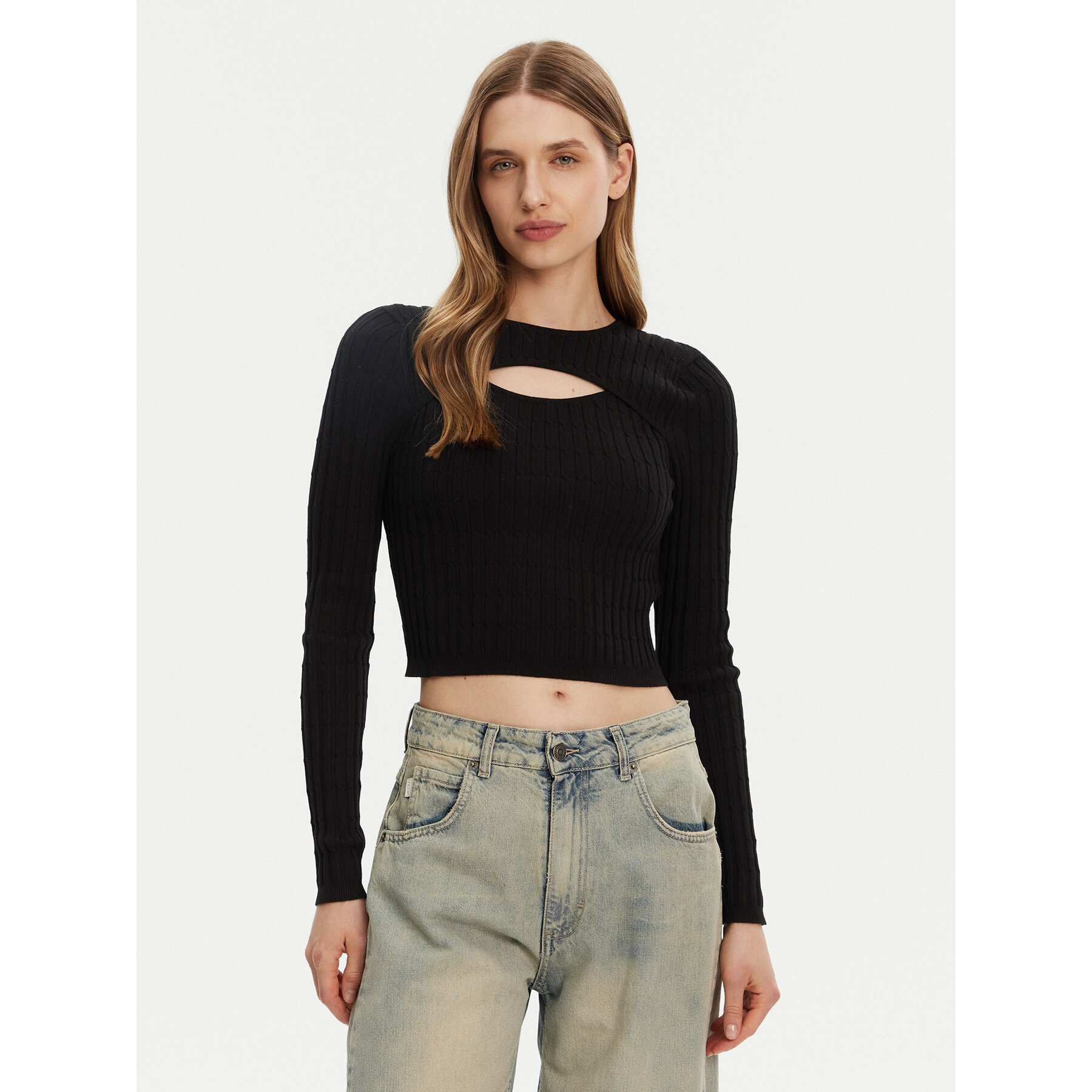ONLY Sweter Meddi 15339582 Czarny Cropped Fit