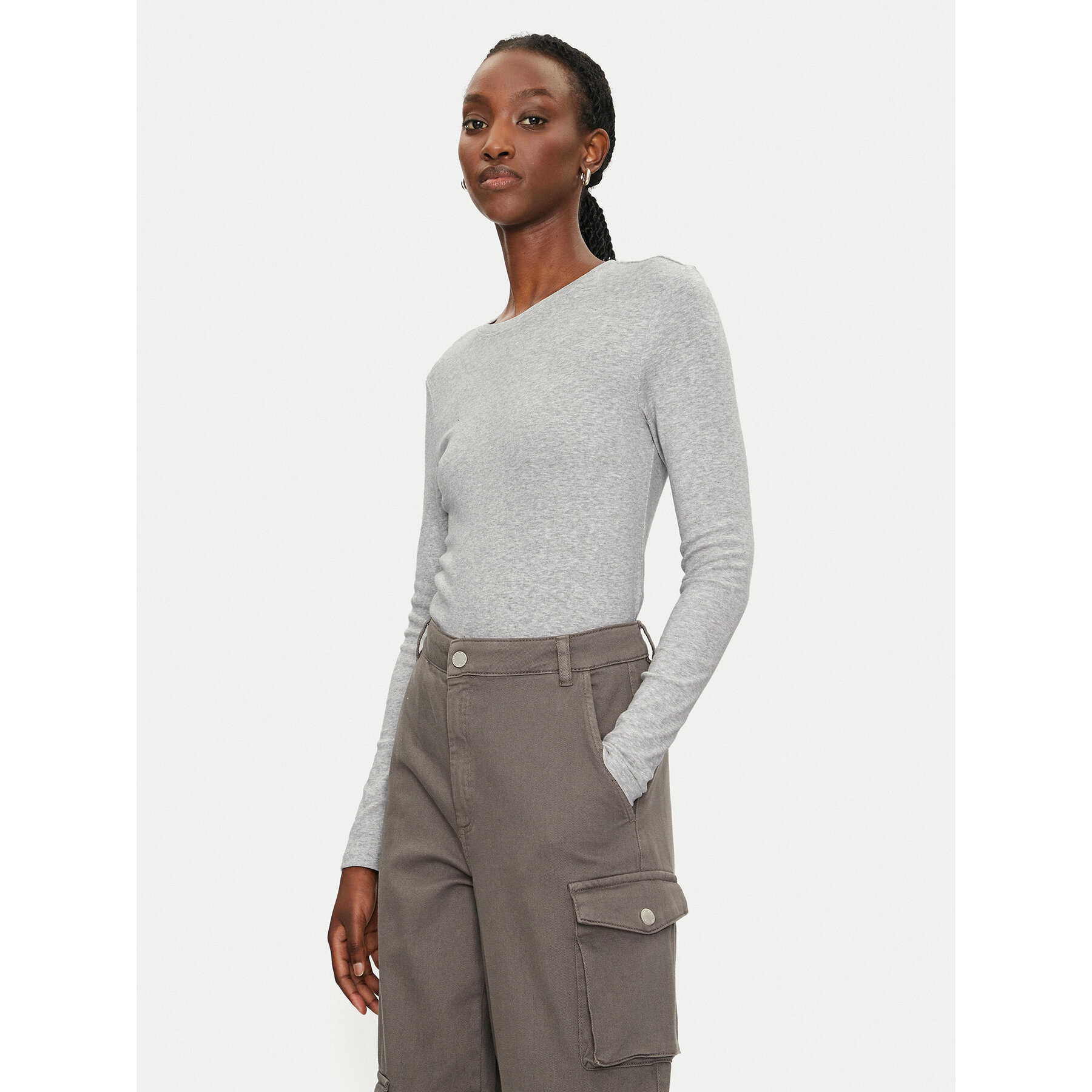 ONLY Bluzka Riley 15323159 Szary Slim Fit