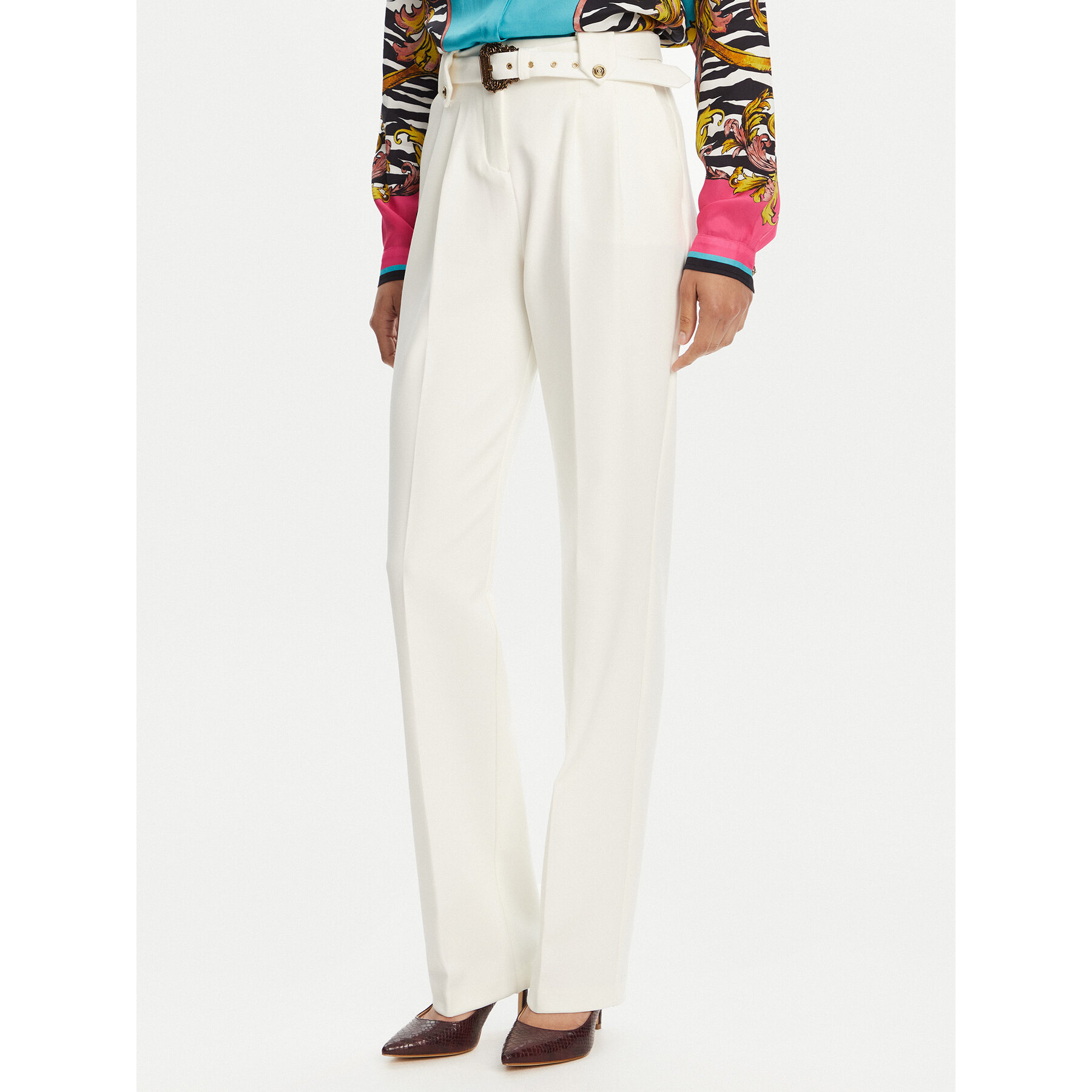 Versace Jeans Couture Spodnie materiałowe 78HAA111 Biały Straight Fit