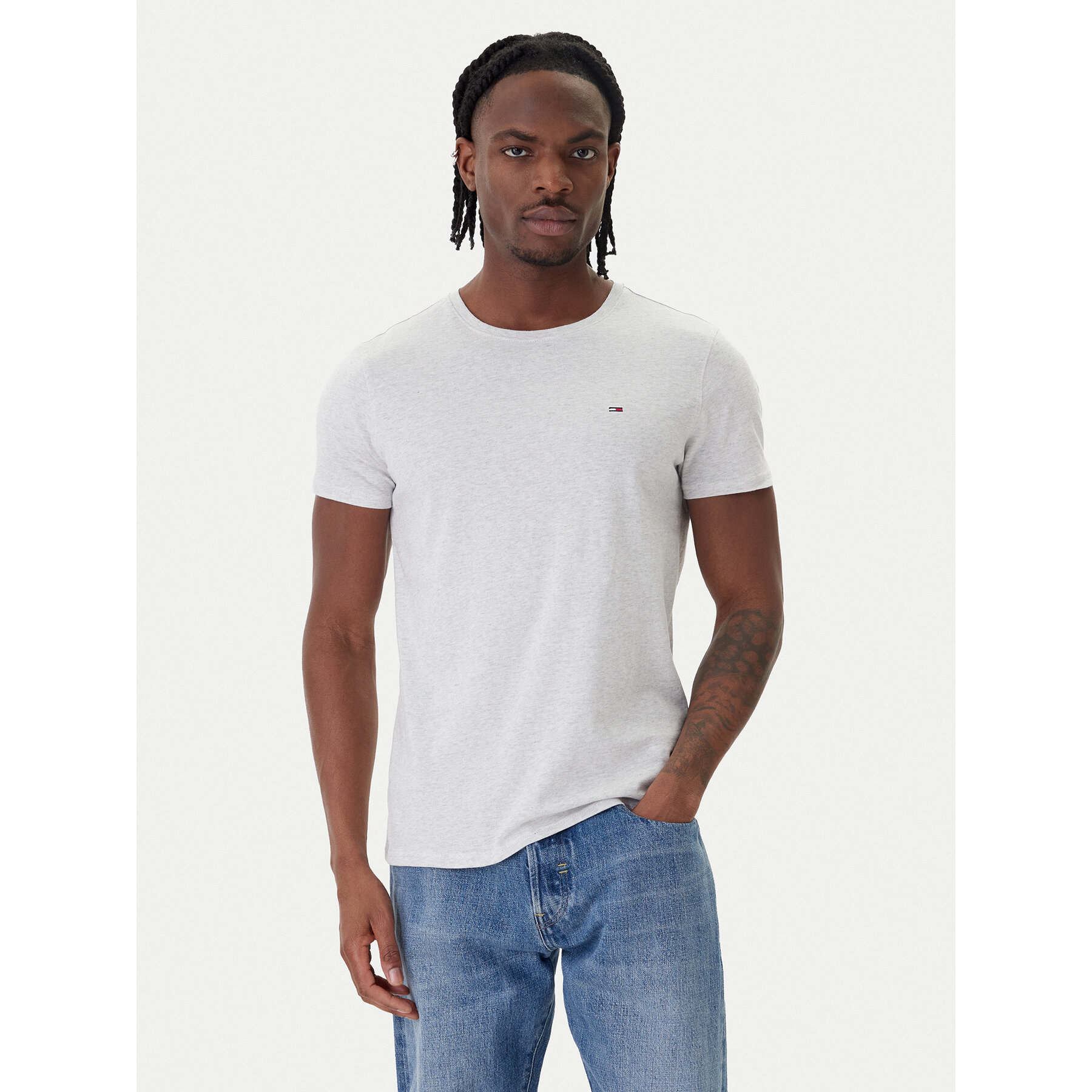 Tommy Jeans T-Shirt DM0DM04411 Szary Slim Fit