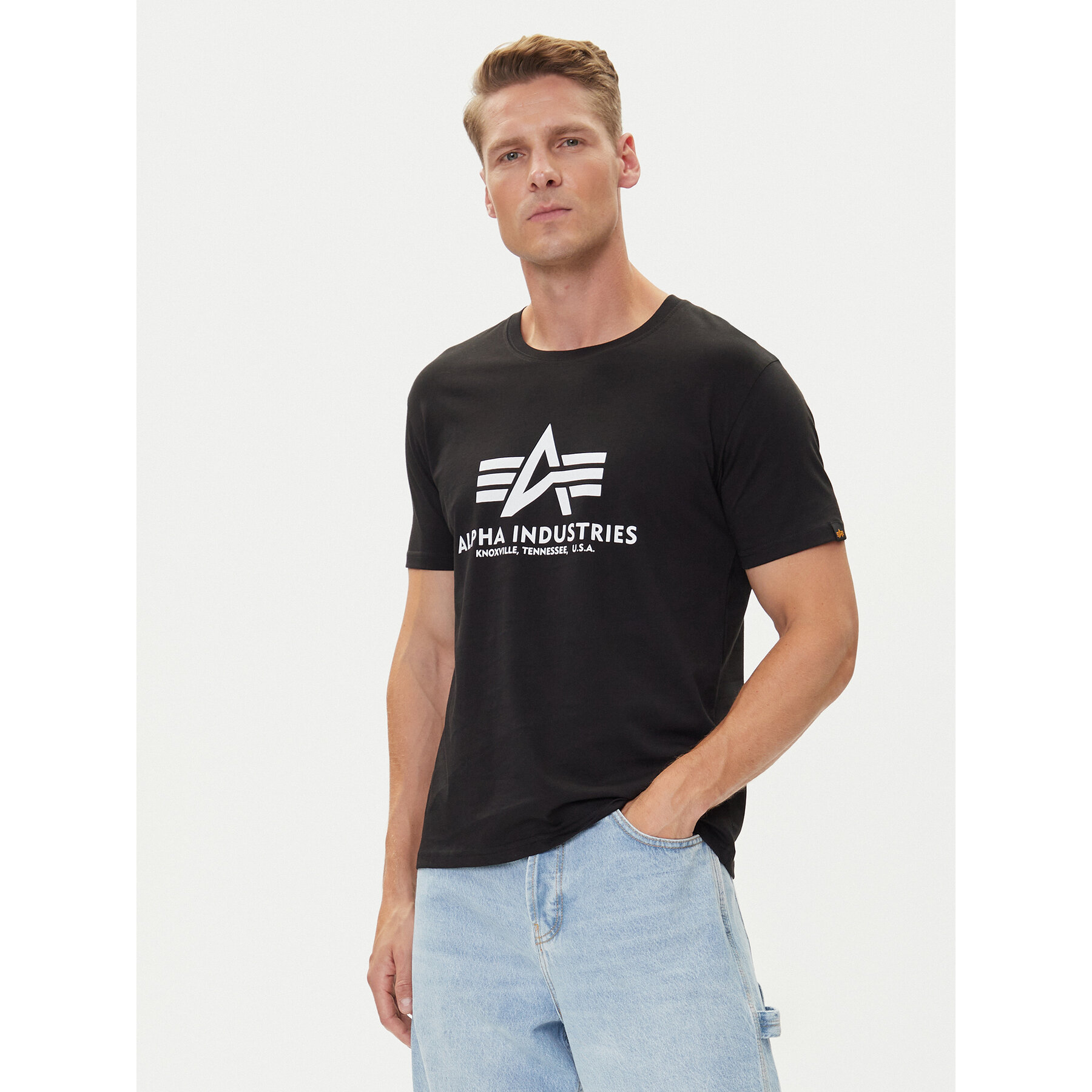 Alpha Industries T-Shirt Basic T-Shirt 100501 Czarny Regular Fit