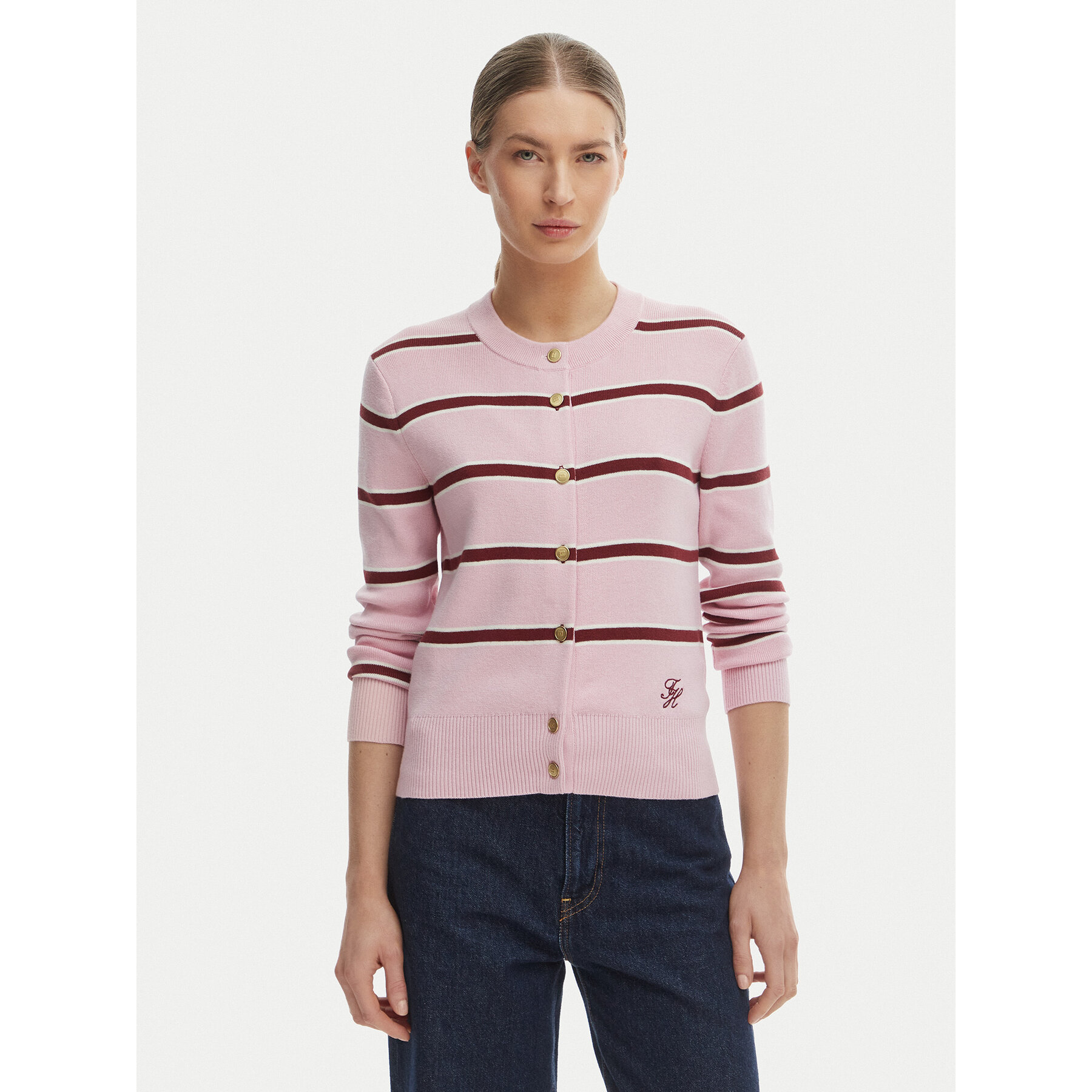 Tommy Hilfiger Kardigan WW0WW49617 Różowy Regular Fit