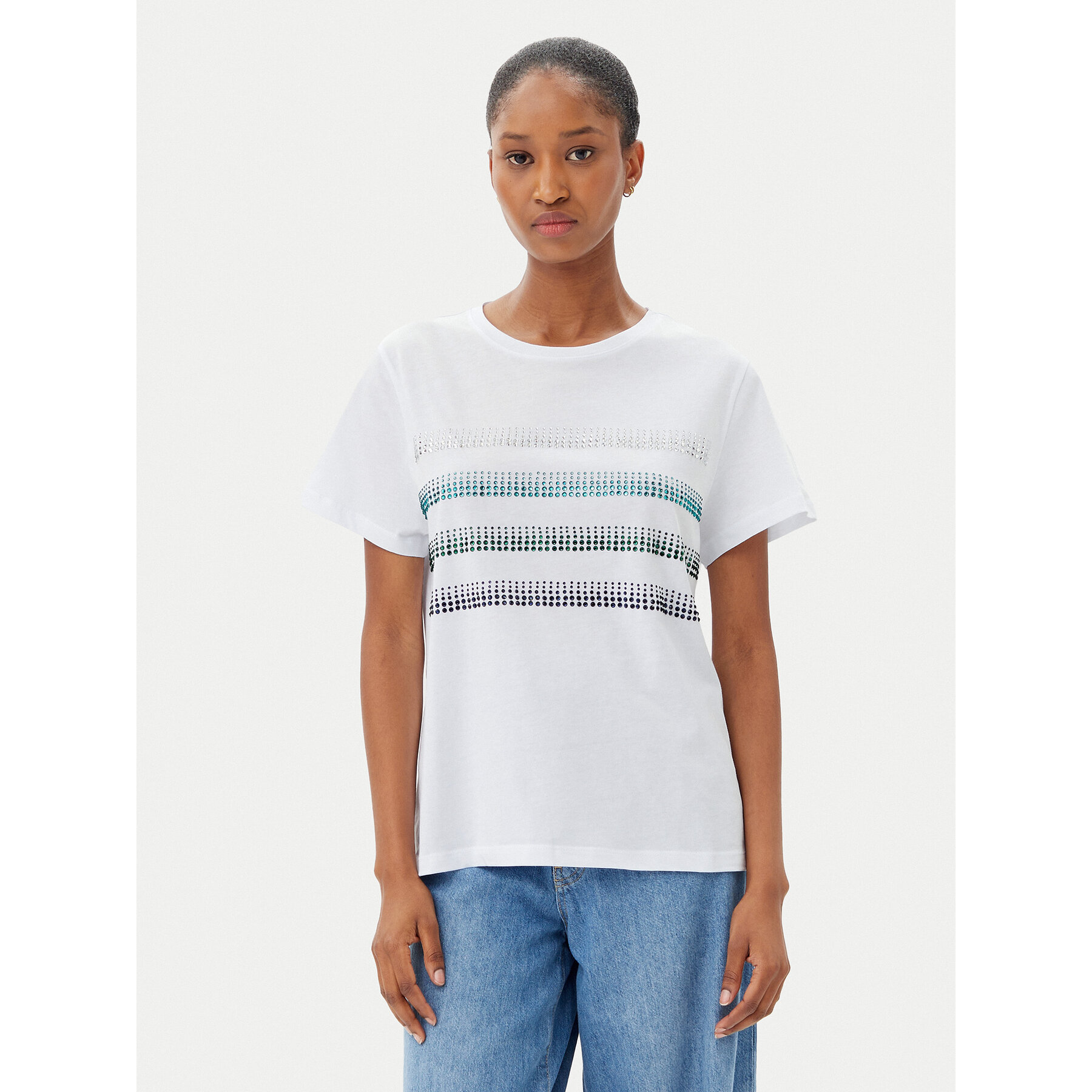 Marella T-Shirt Foglia 2515971042 Biały Regular Fit