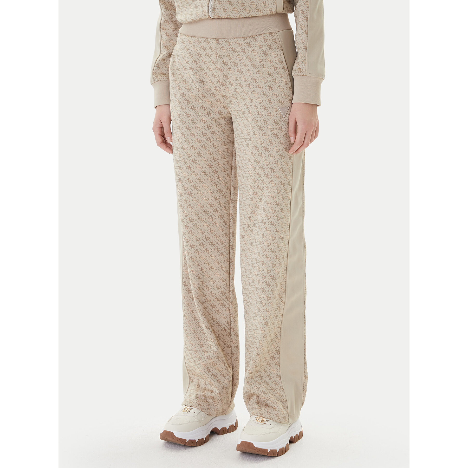 Guess Spodnie dresowe V6RB09 K2042 Beżowy Wide Leg